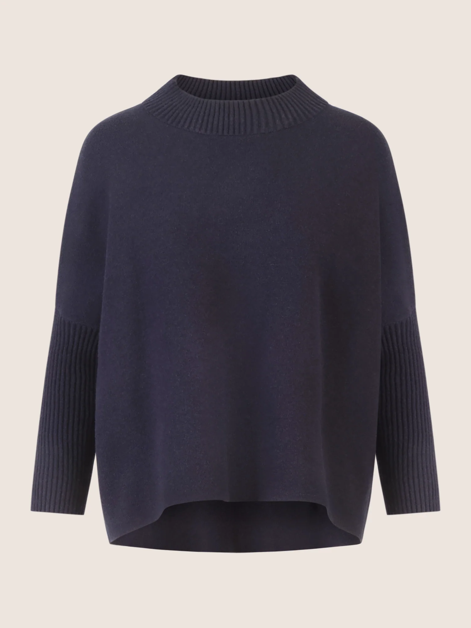 APART Oversized Pullover mit Stehkragen und Rippenstruktur | nachtblau - Image 4