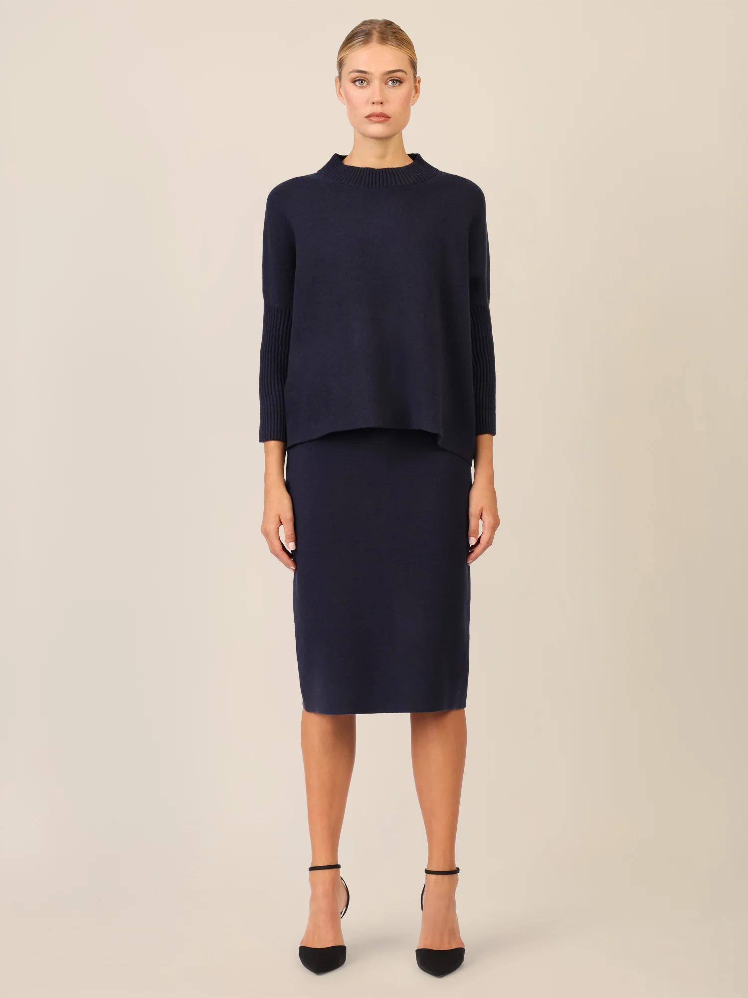 APART Oversized Pullover mit Stehkragen und Rippenstruktur | nachtblau - Image 6