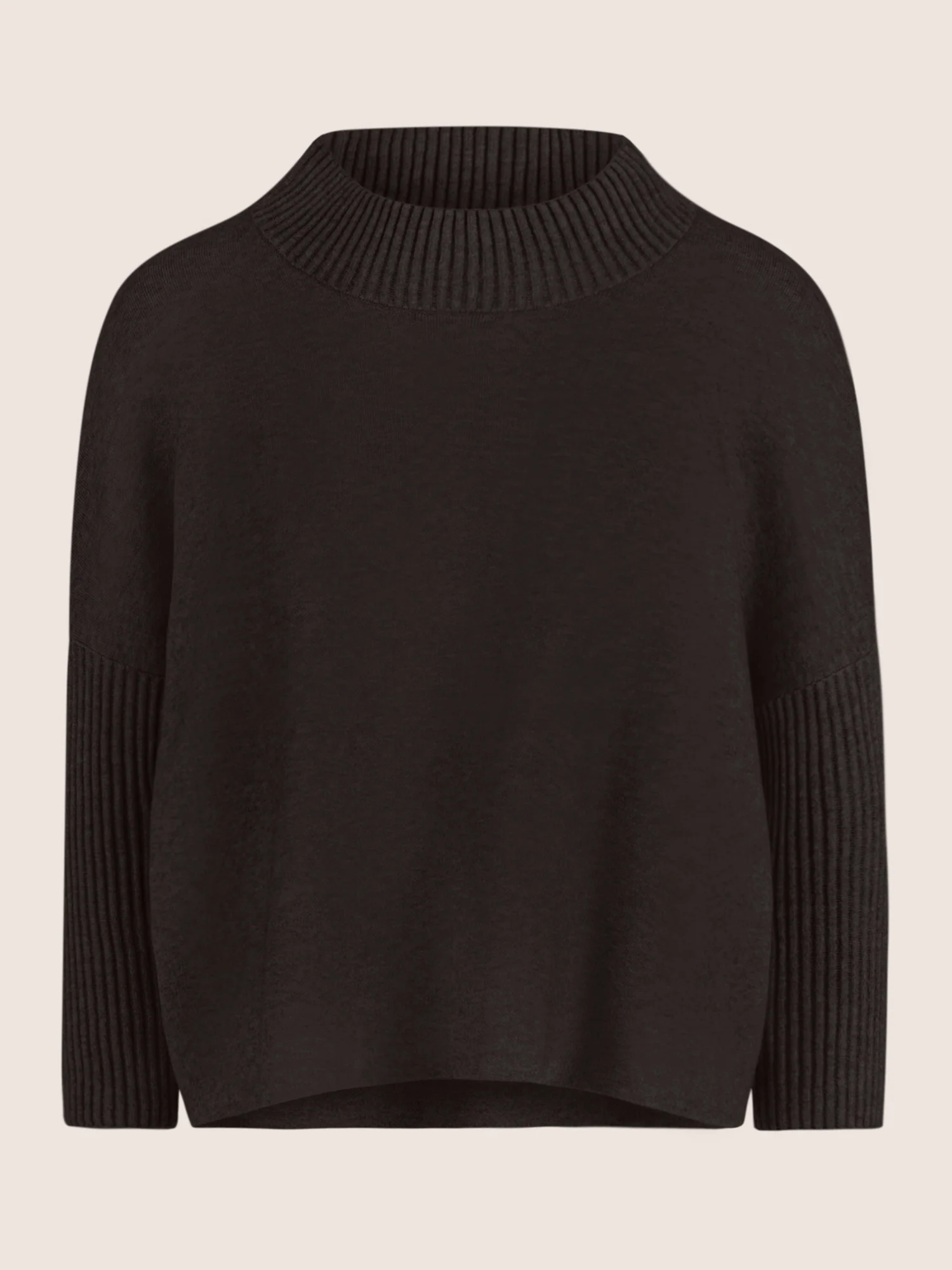 APART Oversized Pullover mit Stehkragen und Rippenstruktur | schwarz - Image 4