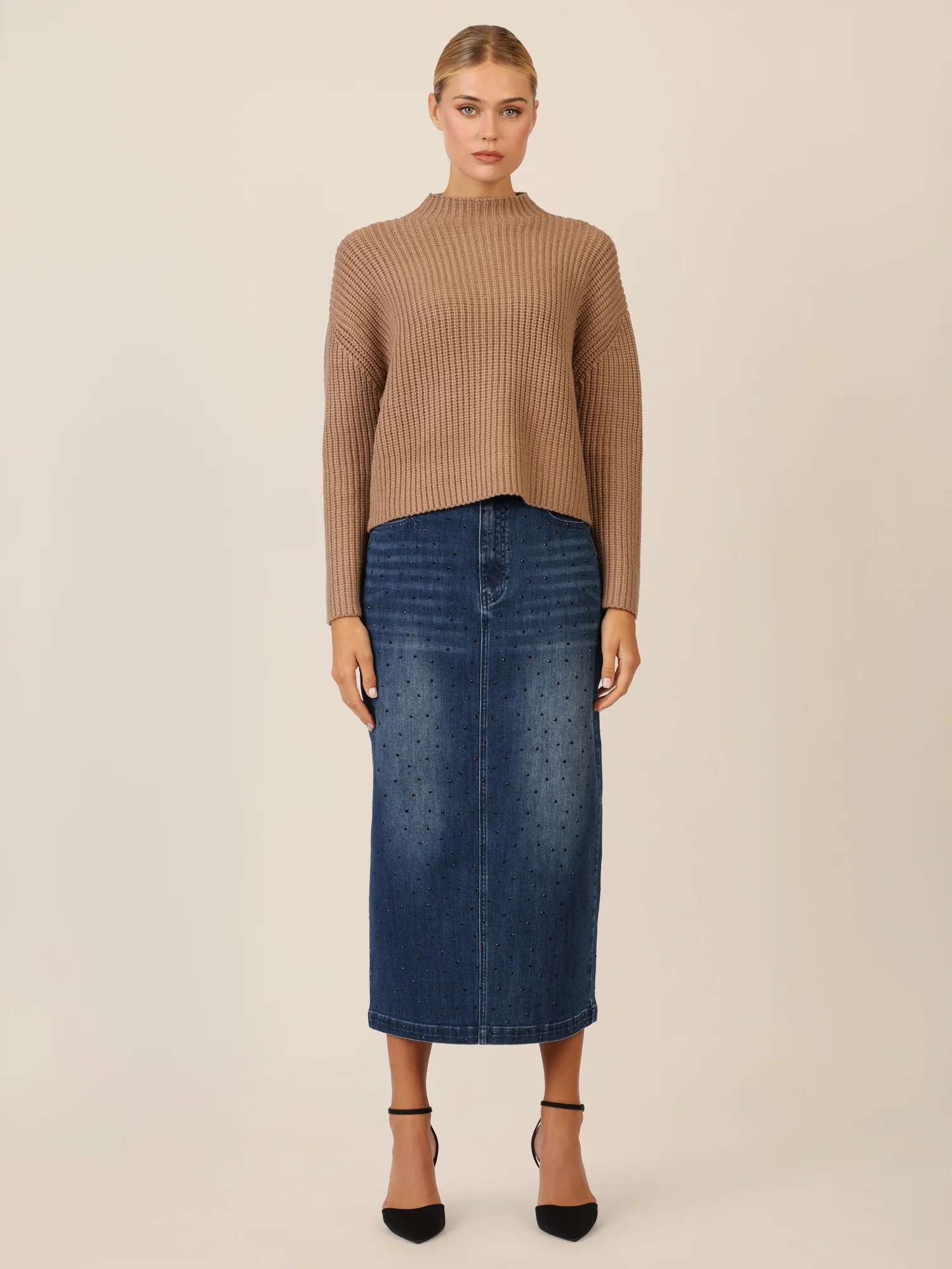APART Oversized Pullover mit Strukturmuster | camel - Image 6