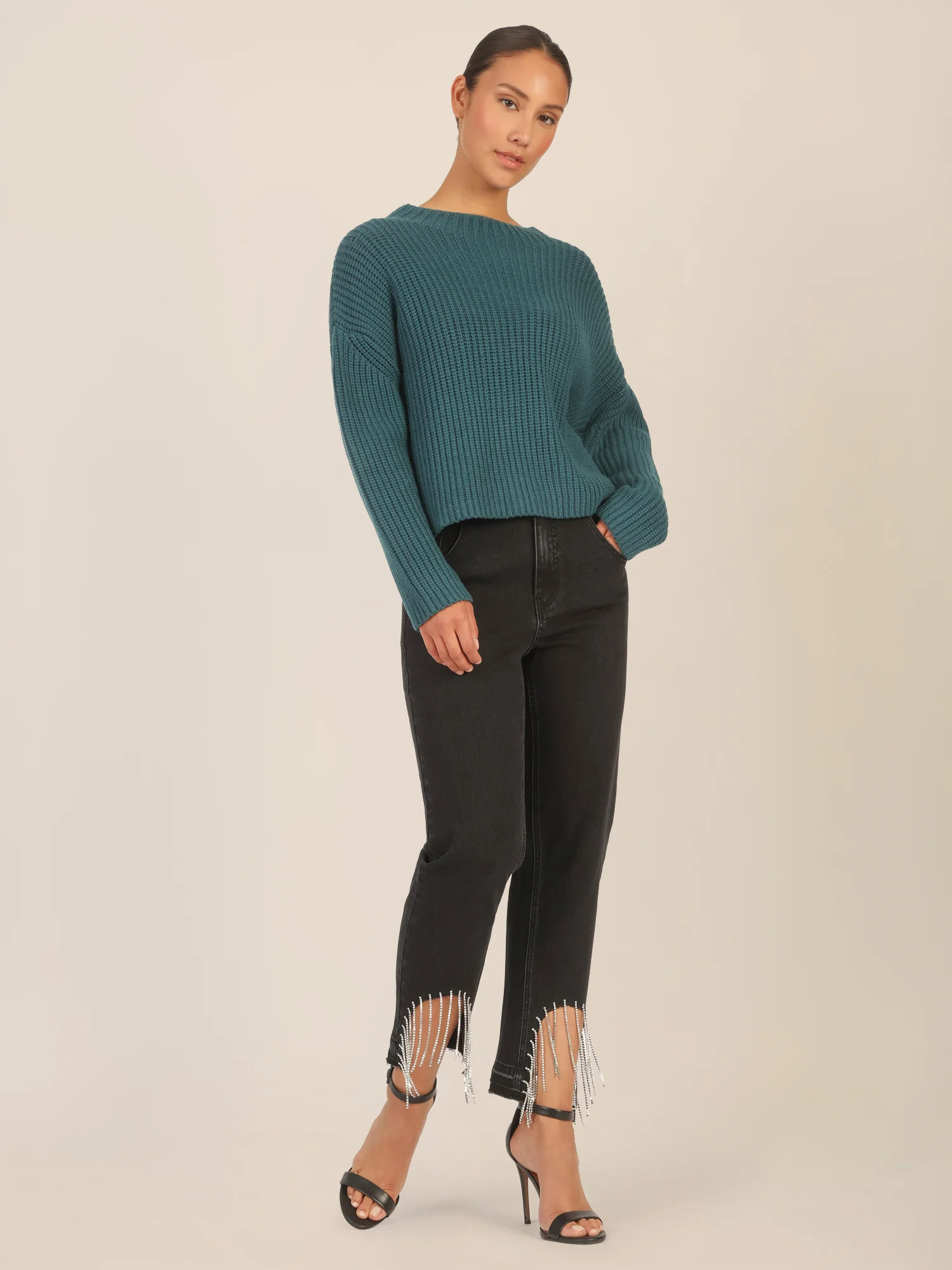 APART Oversized Pullover mit Strukturmuster | dunkelgrün - Image 2