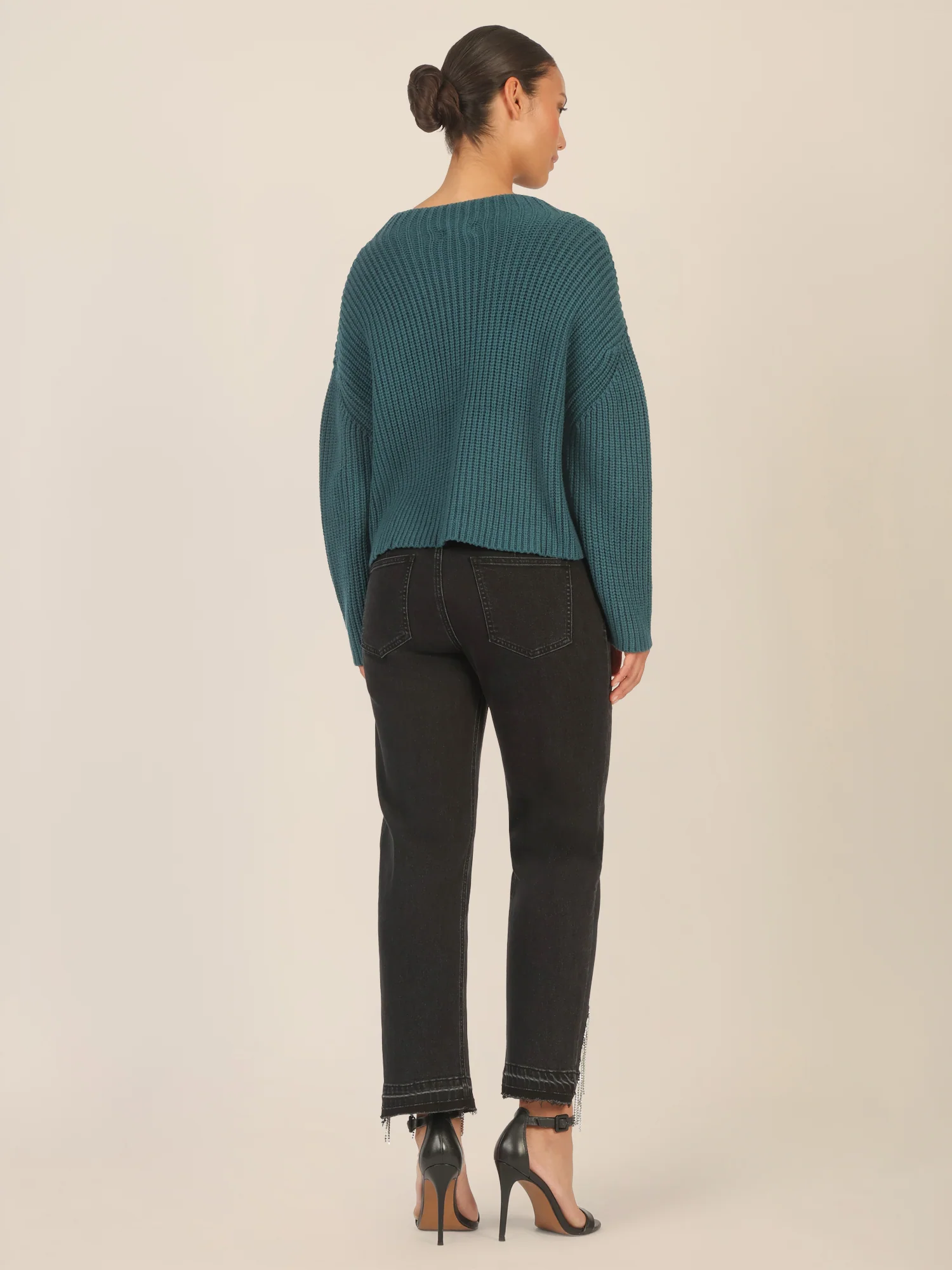 APART Oversized Pullover mit Strukturmuster | dunkelgrün - Image 3
