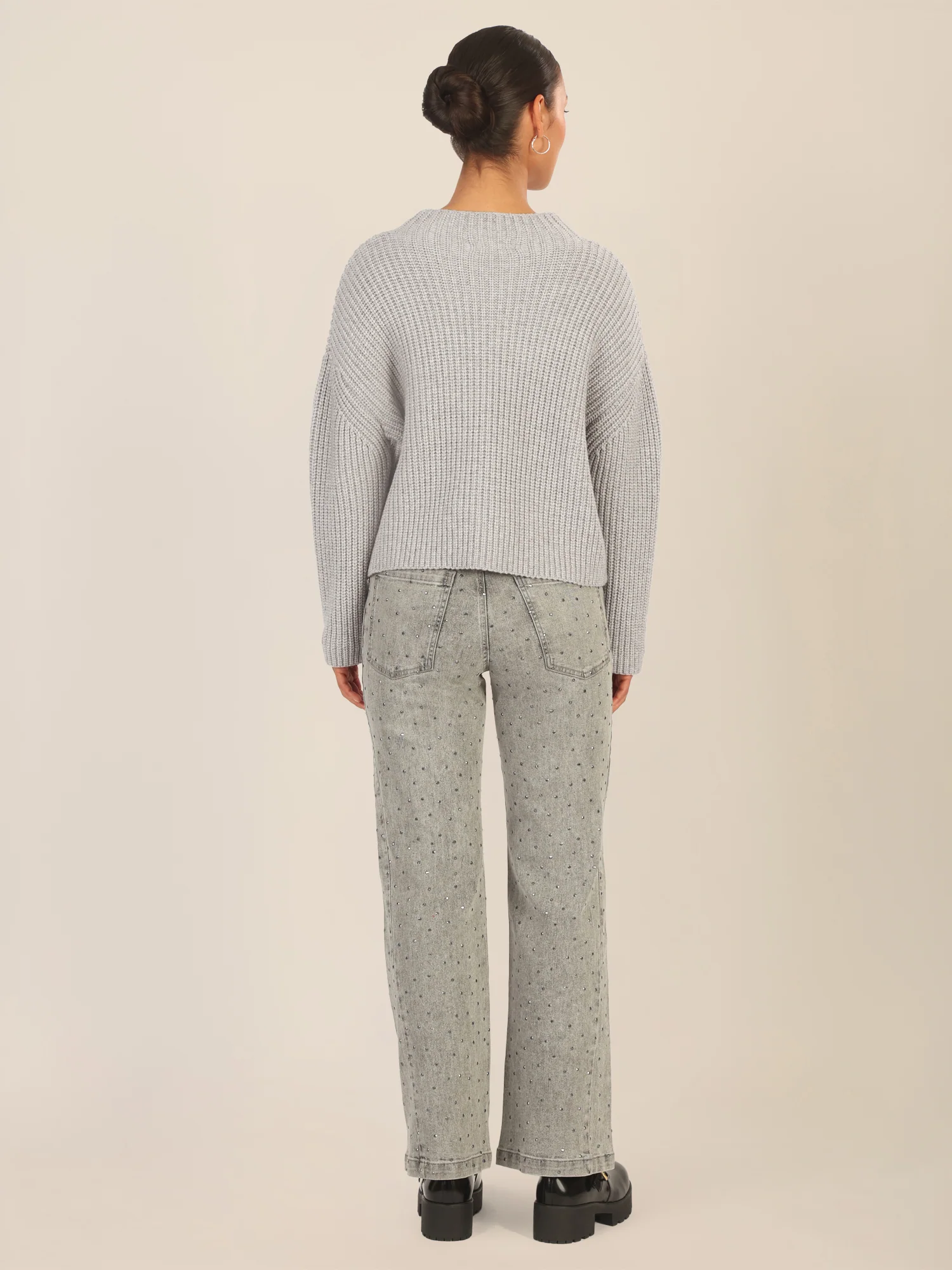 APART Oversized Pullover mit Strukturmuster | graumeliert - Image 3