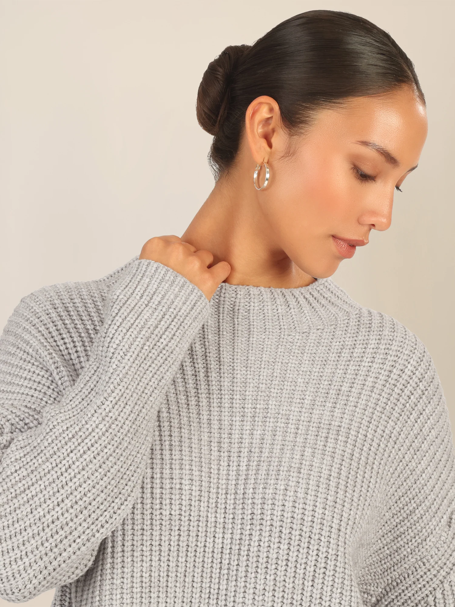 APART Oversized Pullover mit Strukturmuster | graumeliert - Image 5
