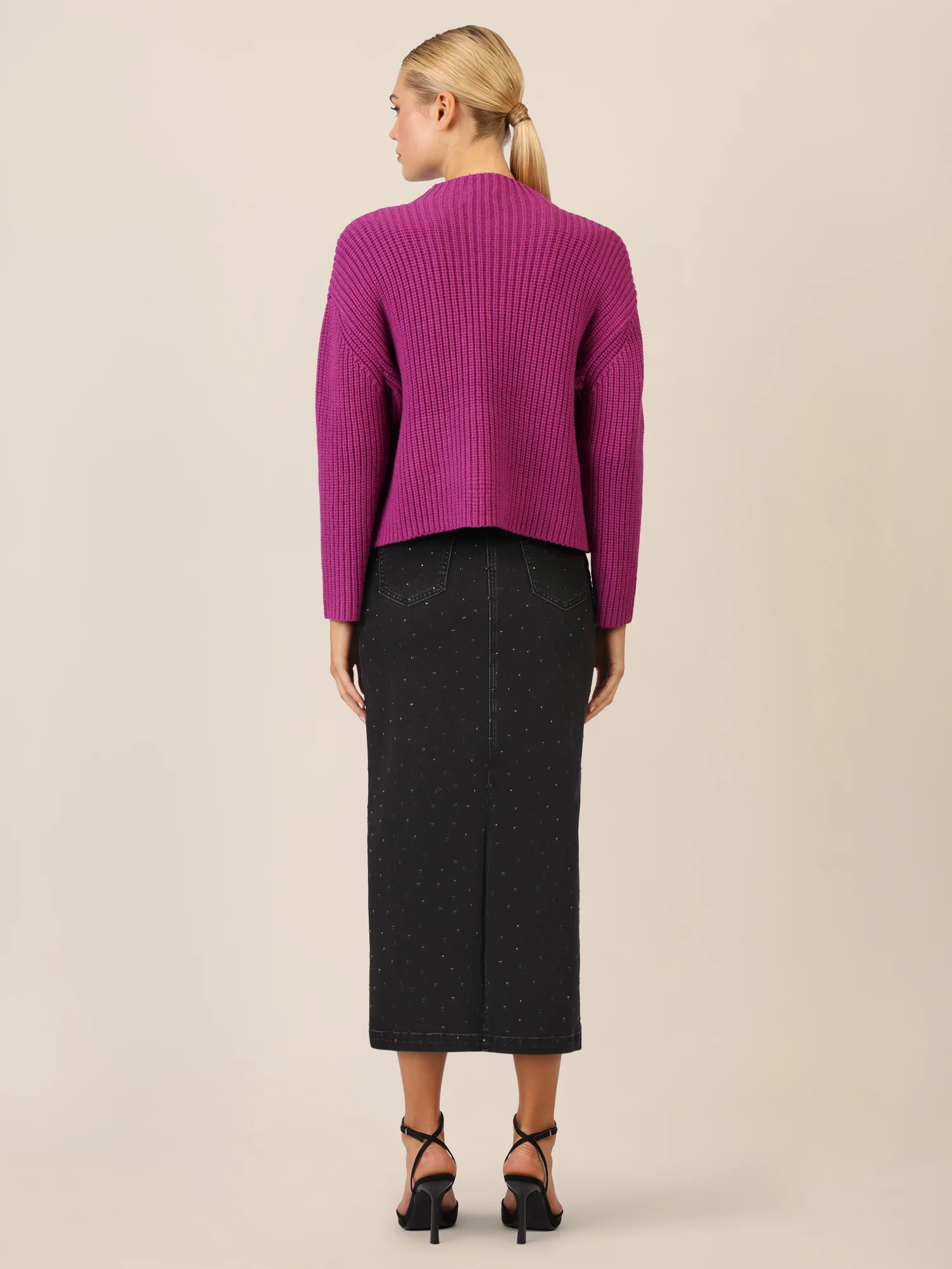 APART Oversized Pullover mit Strukturmuster | lila - Image 3