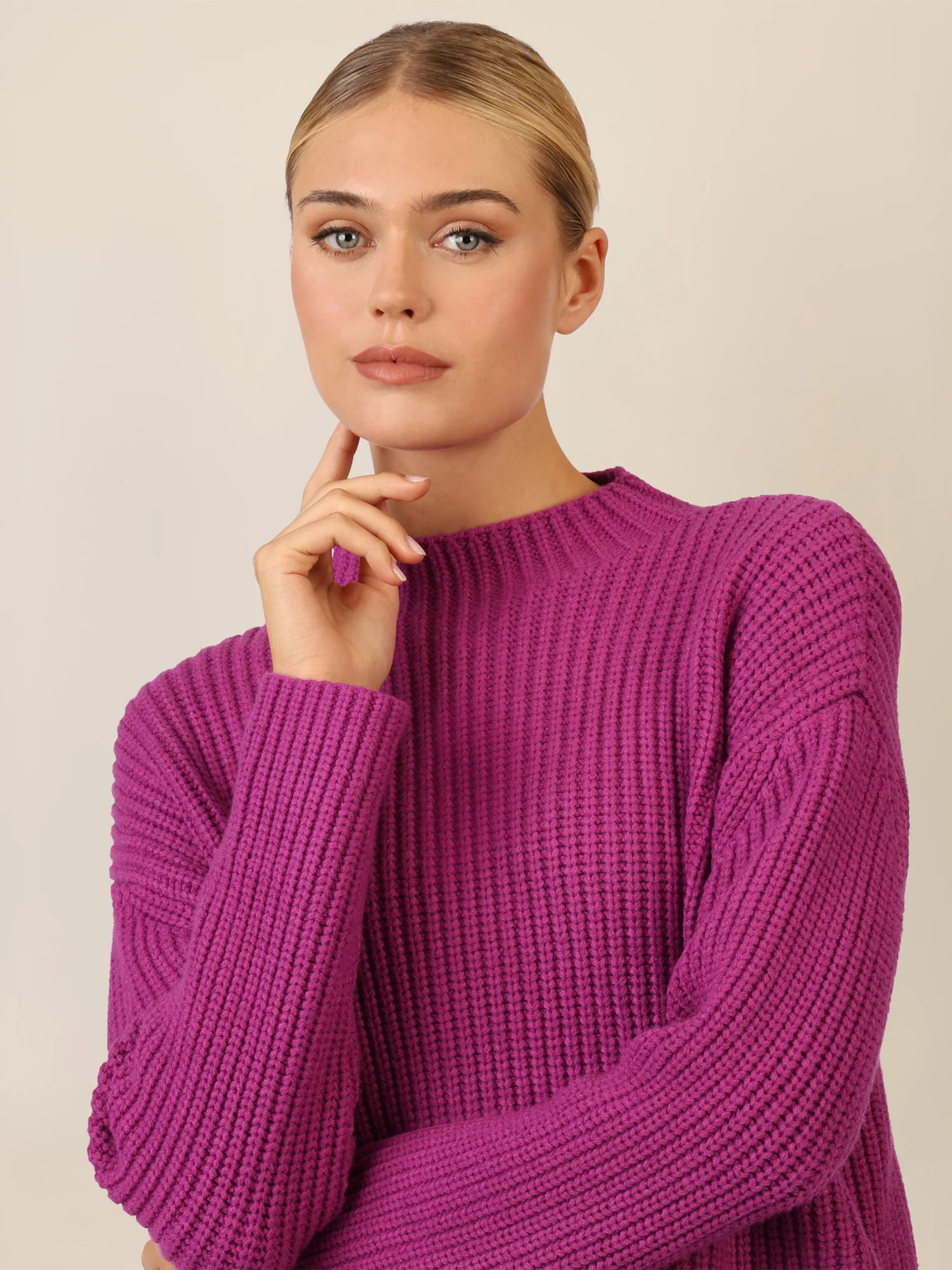 APART Oversized Pullover mit Strukturmuster | lila - Image 5