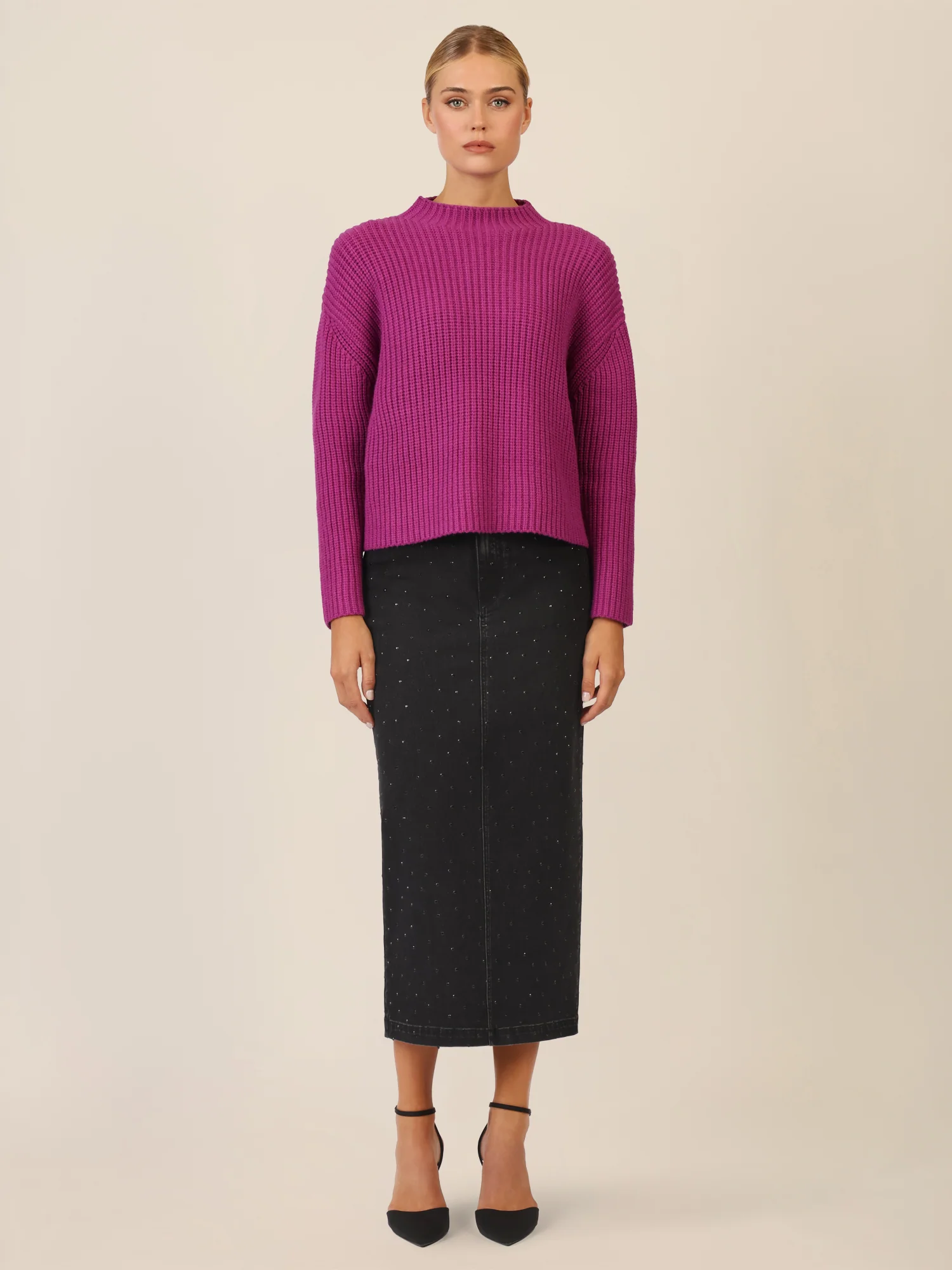 APART Oversized Pullover mit Strukturmuster | lila - Image 6