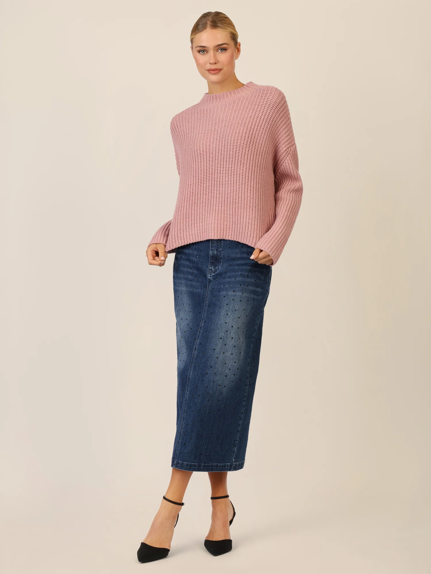 APART Oversized Pullover mit Strukturmuster | mauve - Image 2