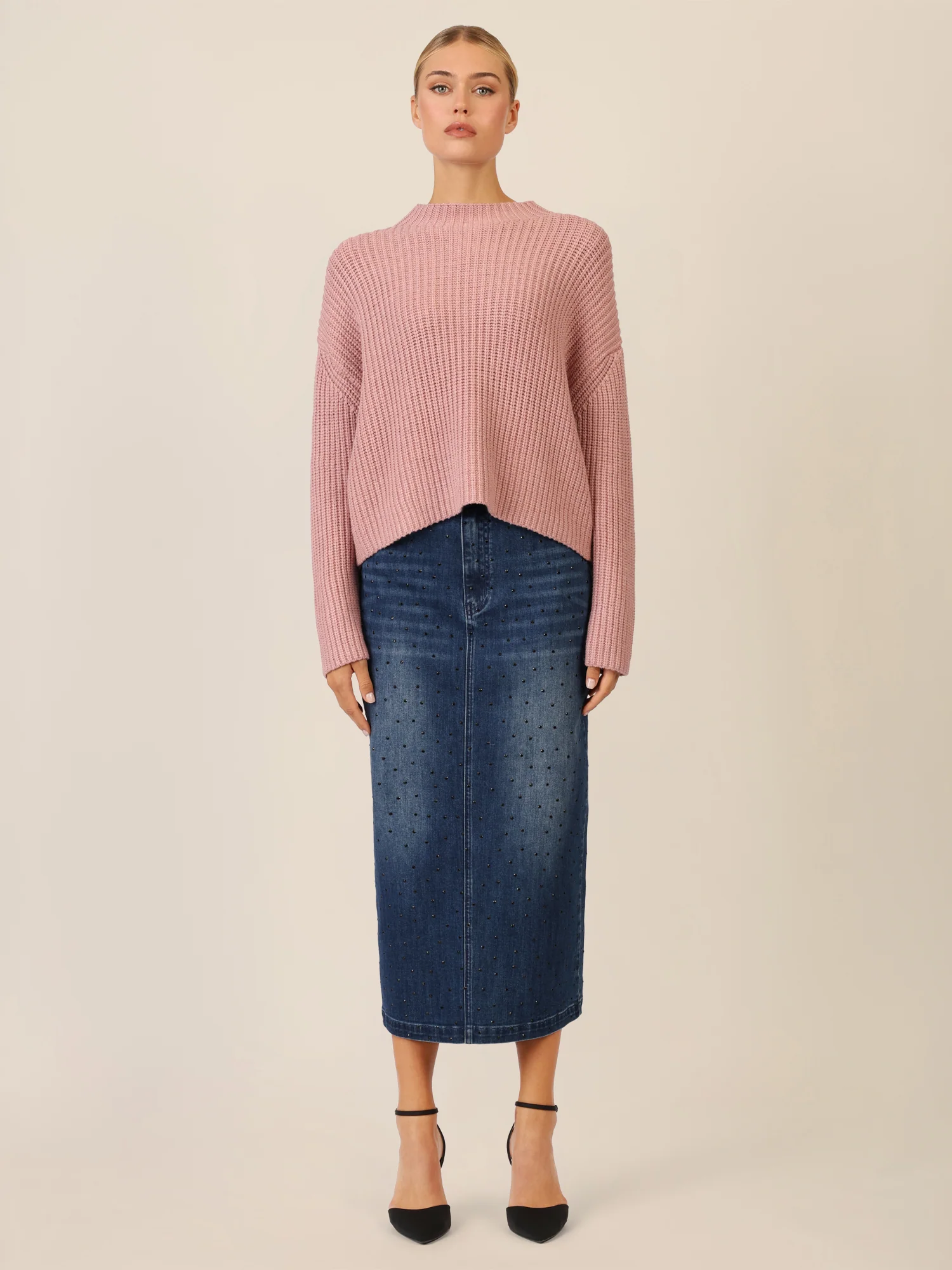 APART Oversized Pullover mit Strukturmuster | mauve - Image 6