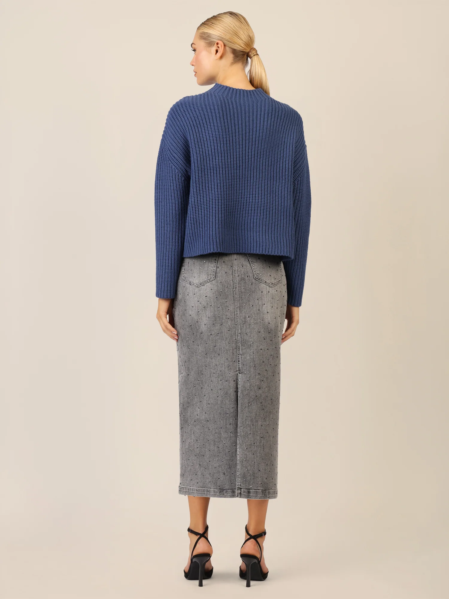 APART Oversized Pullover mit Strukturmuster | mittelblau - Image 3