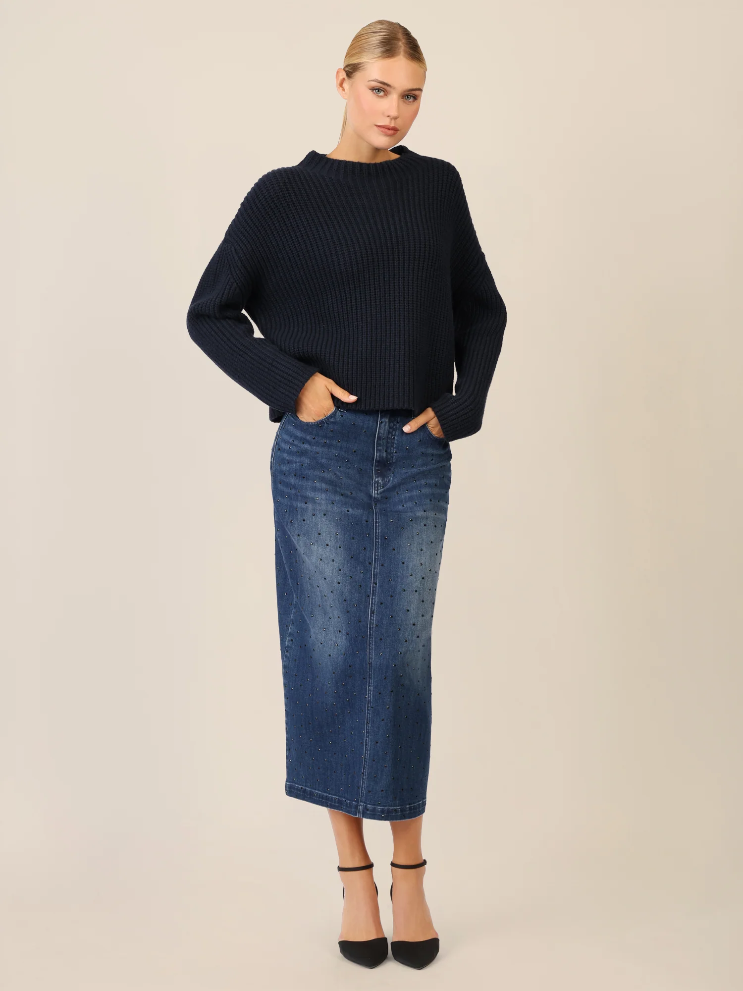 APART Oversized Pullover mit Strukturmuster | nachtblau - Image 2