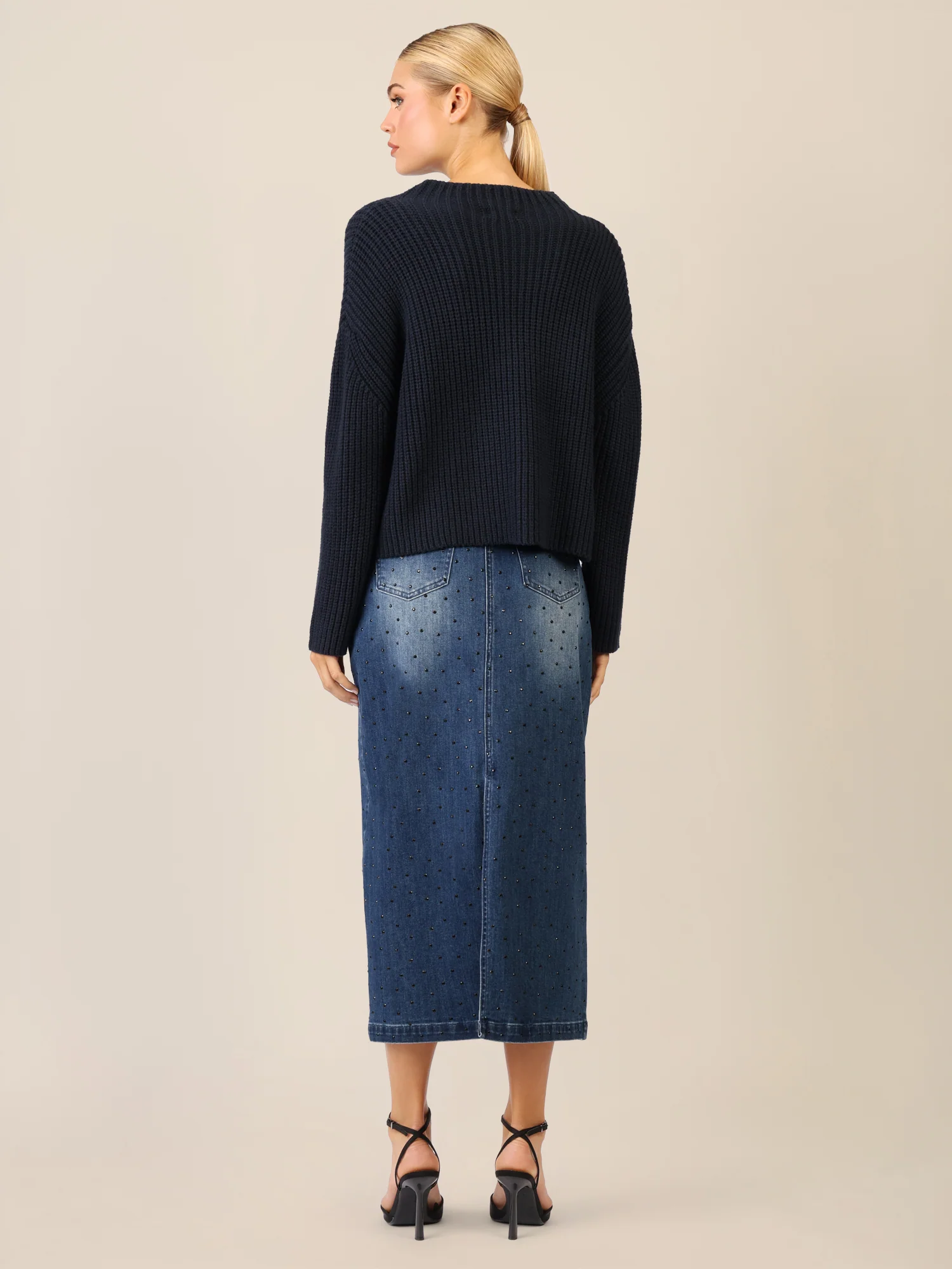 APART Oversized Pullover mit Strukturmuster | nachtblau - Image 4