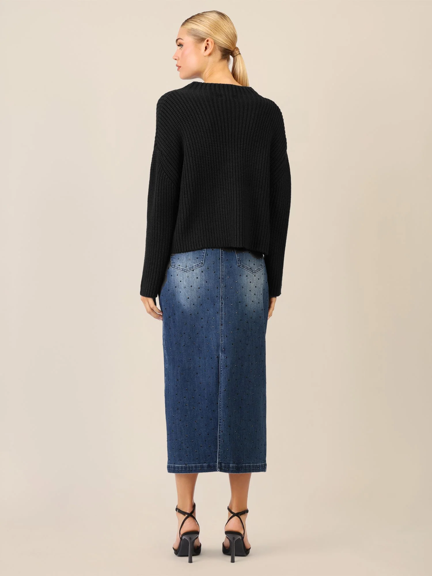 APART Oversized Pullover mit Strukturmuster | schwarz - Image 3