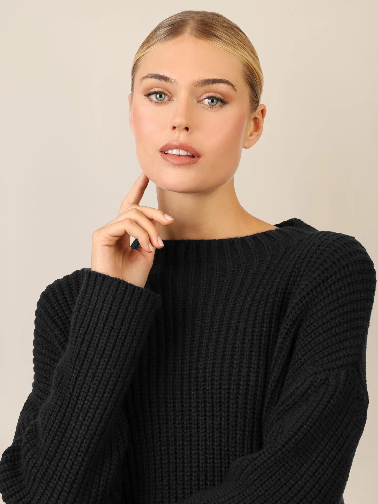 APART Oversized Pullover mit Strukturmuster | schwarz - Image 5