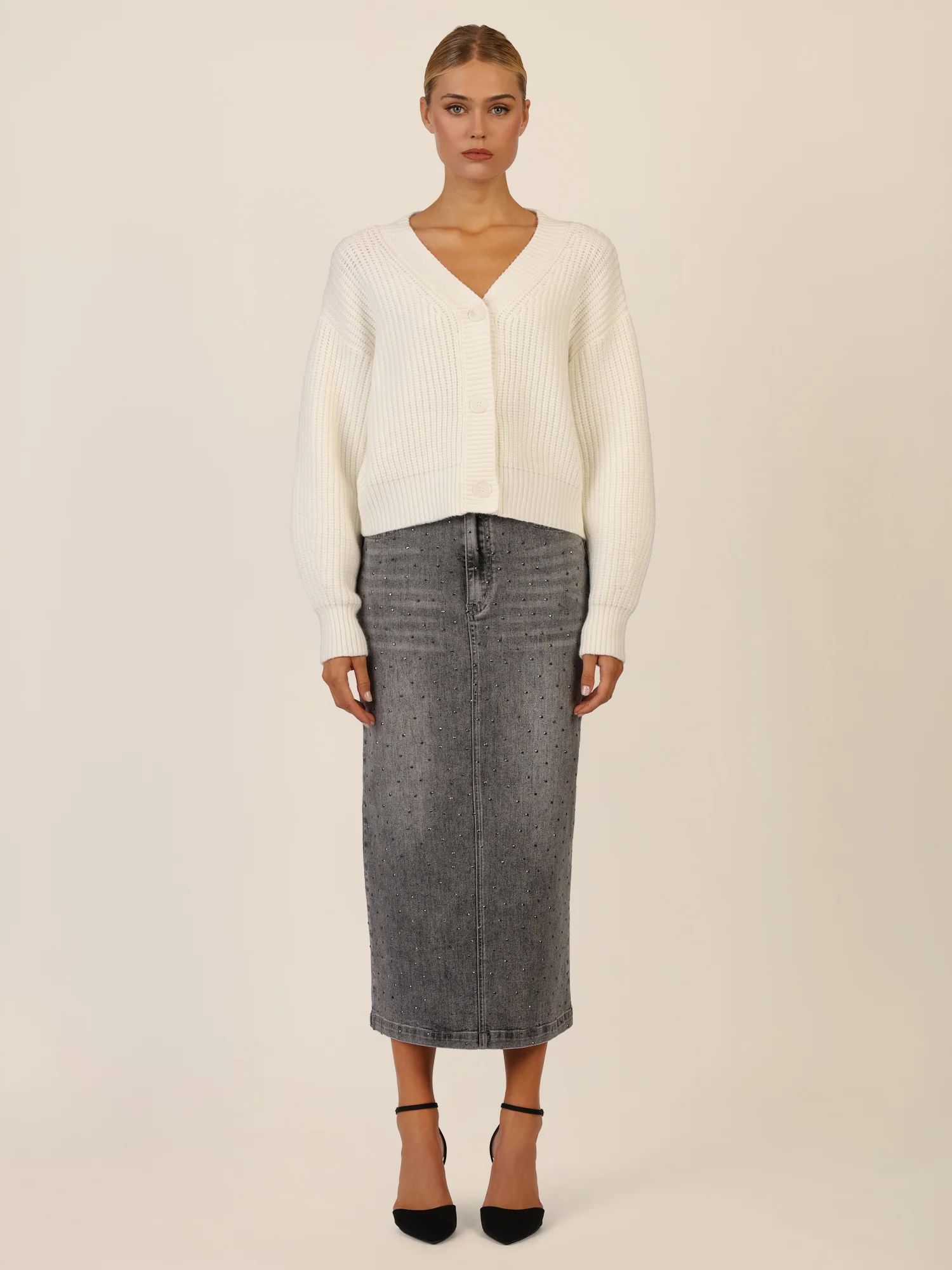 APART Oversized Strickjacke mit Knopfleiste | creme - Image 6