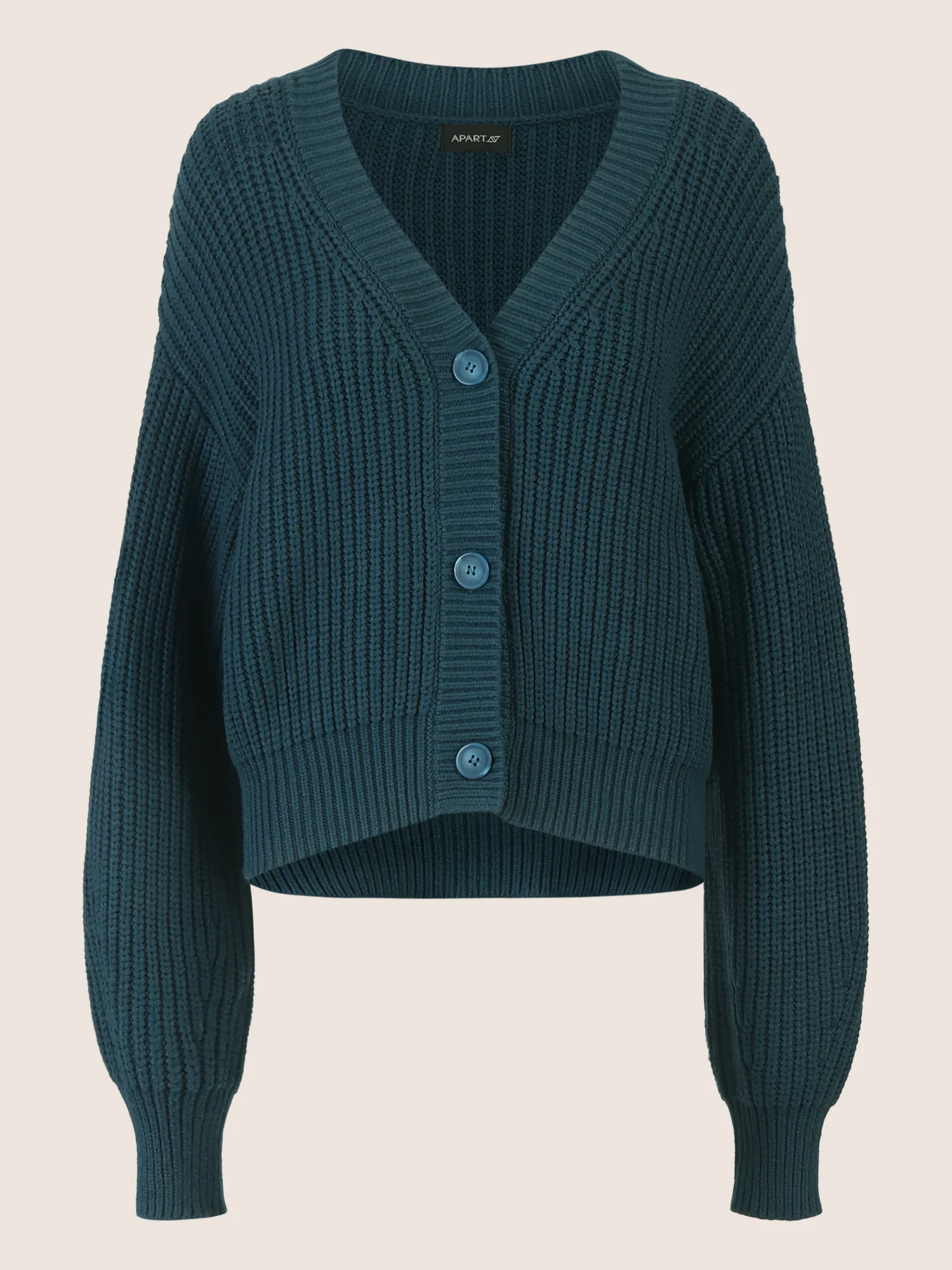 APART Oversized Strickjacke mit Knopfleiste | dunkelgrün - Image 4