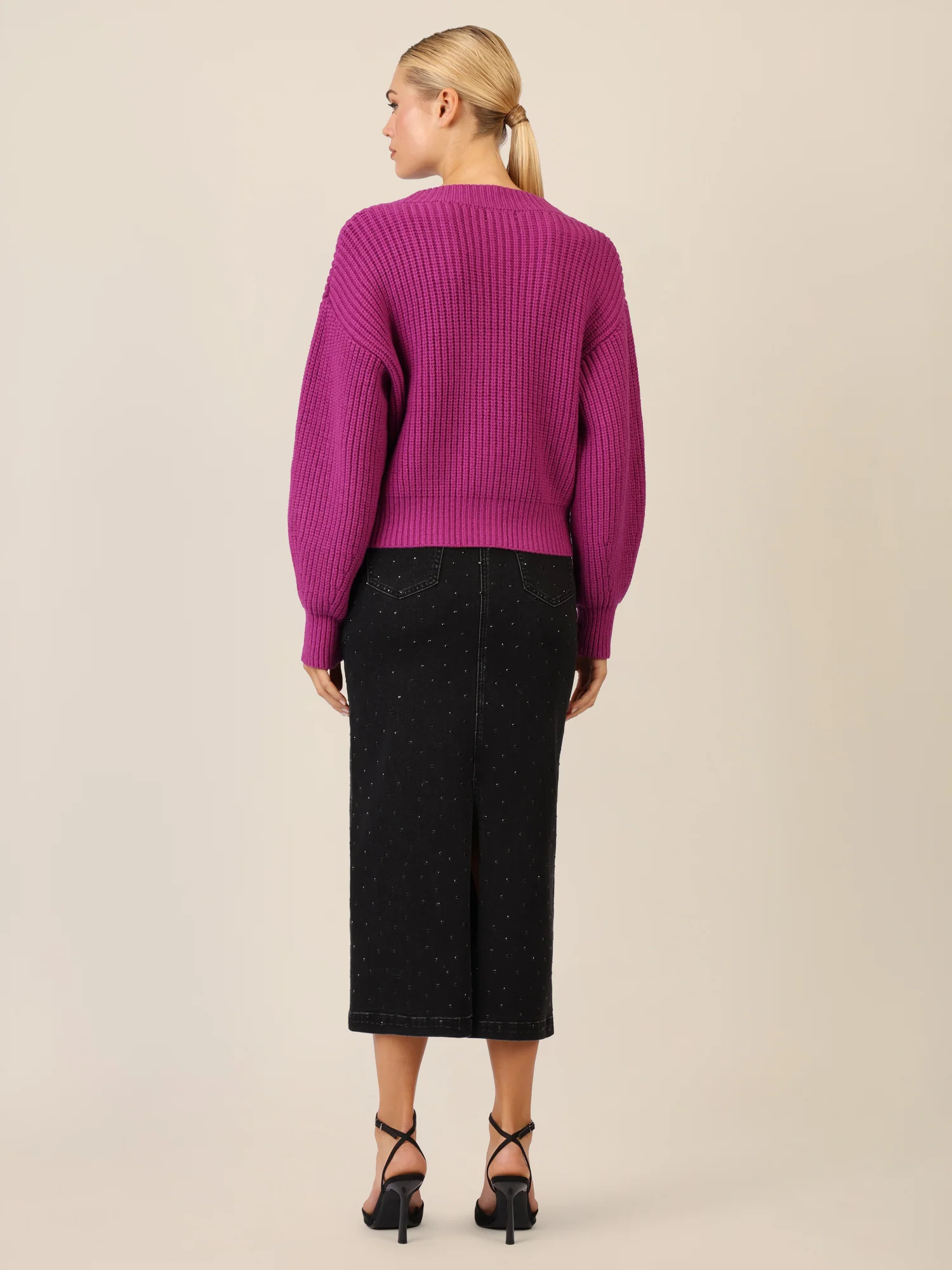 APART Oversized Strickjacke mit Knopfleiste | lila - Image 3