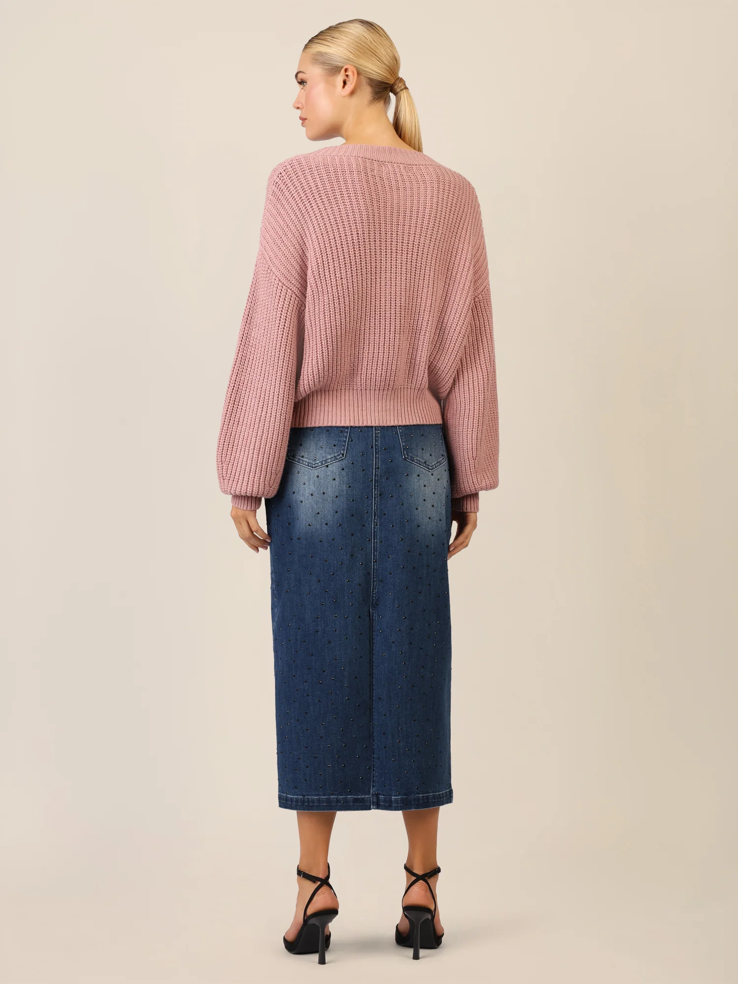 APART Oversized Strickjacke mit Knopfleiste | mauve - Image 3