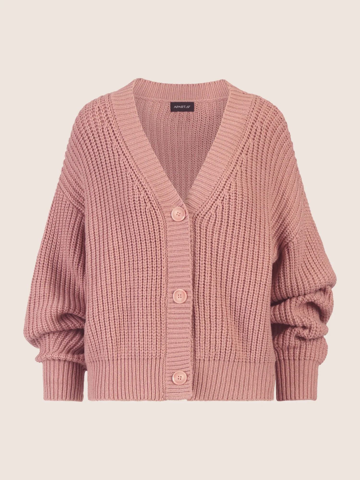 APART Oversized Strickjacke mit Knopfleiste | mauve - Image 4