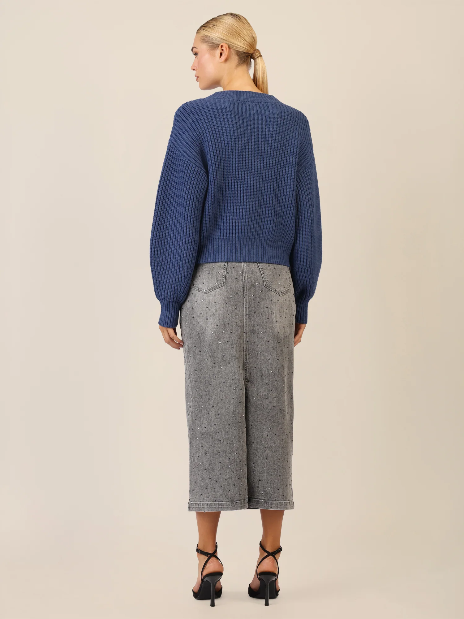 APART Oversized Strickjacke mit Knopfleiste | mittelblau - Image 3