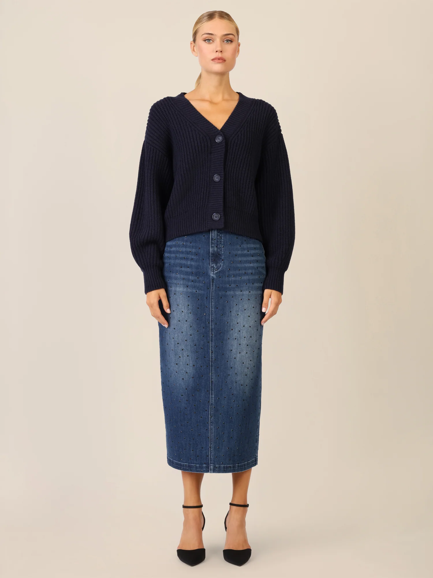 APART Oversized Strickjacke mit Knopfleiste | nachtblau - Image 6