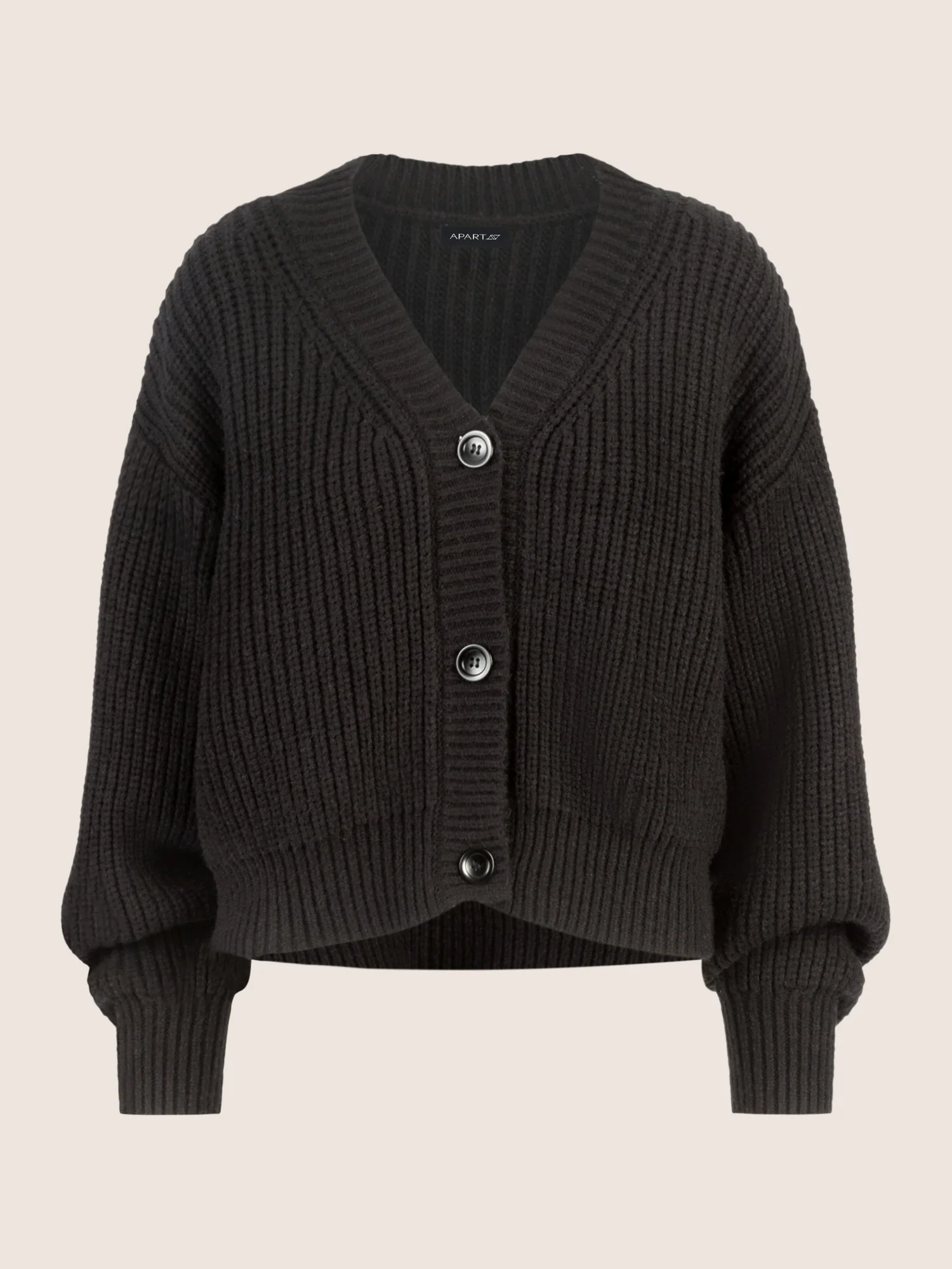 APART Oversized Strickjacke mit Knopfleiste | schwarz - Image 4