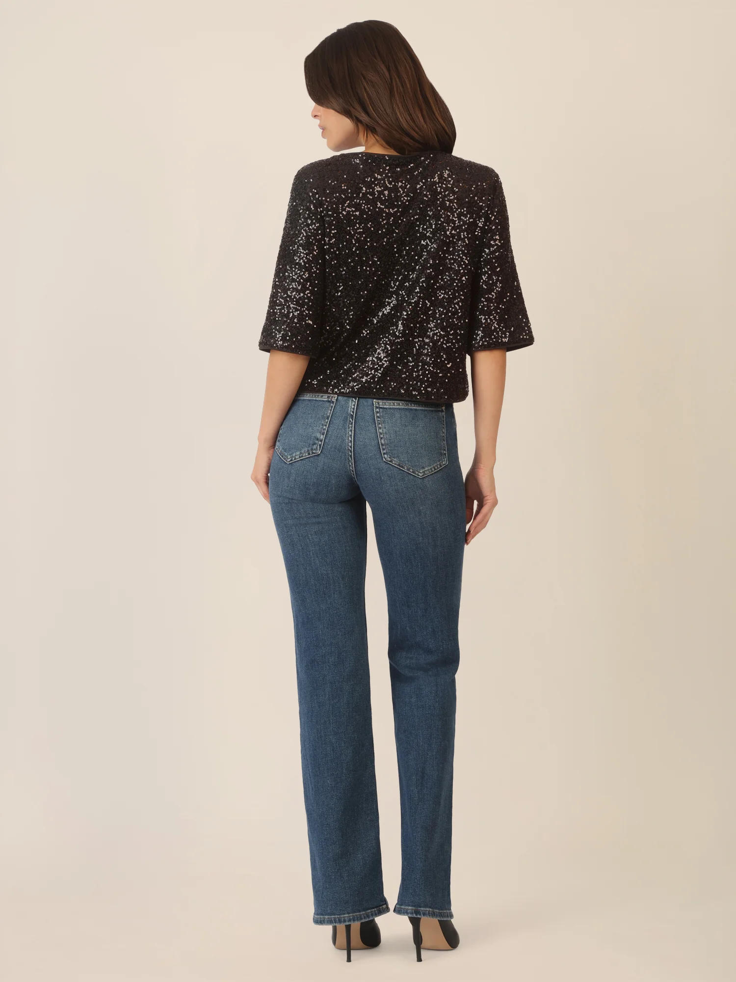 APART Paillettenshirt mit Halbarm | schwarz - Image 3