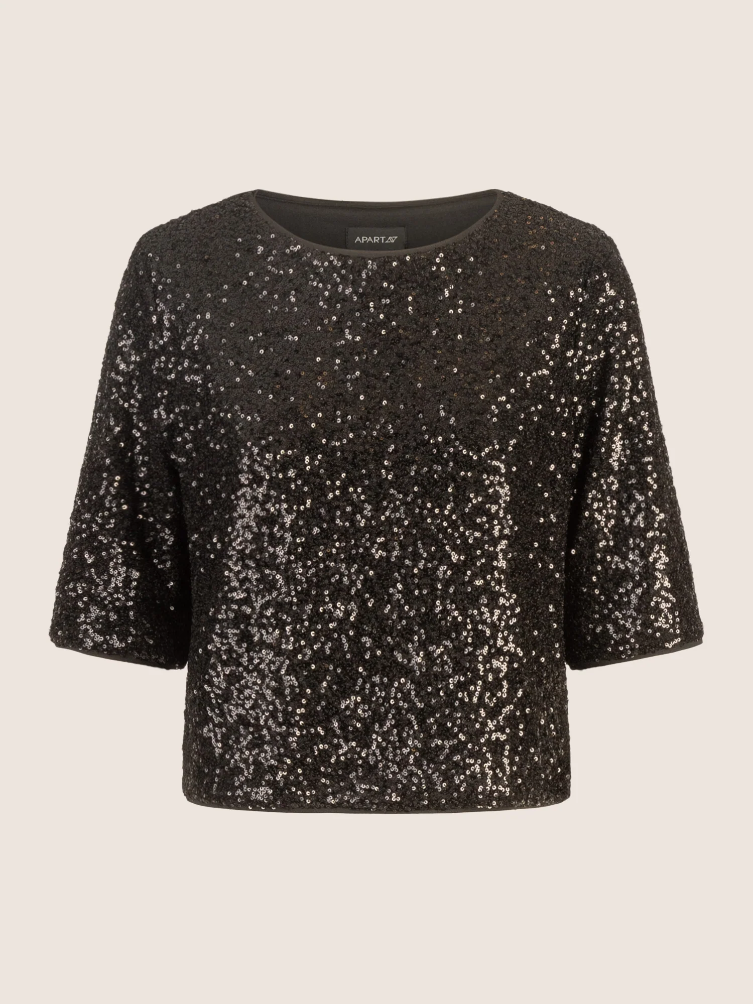 APART Paillettenshirt mit Halbarm | schwarz - Image 4