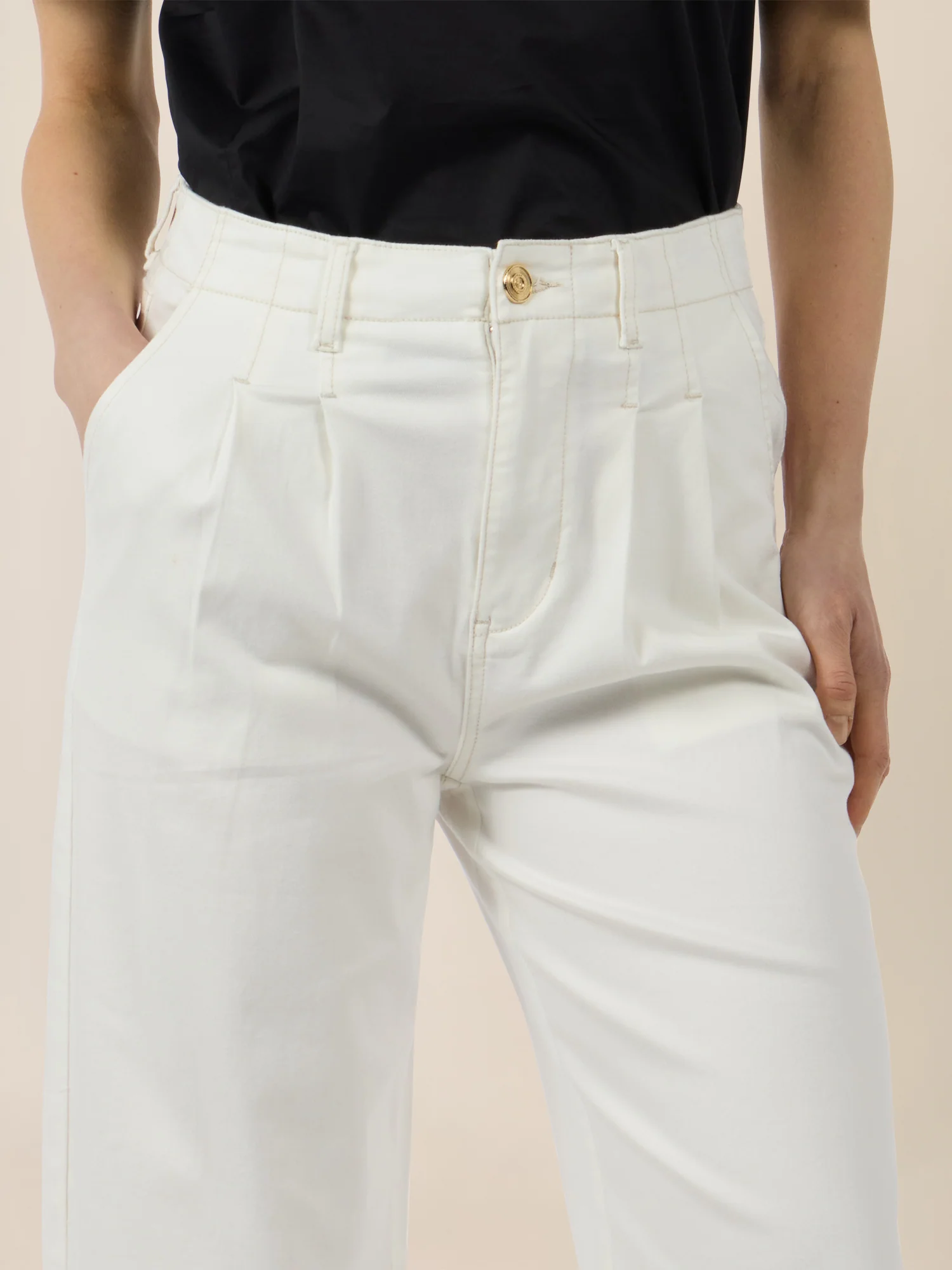 APART Palazzohose mit Falten und weitem Bein | creme - Image 5