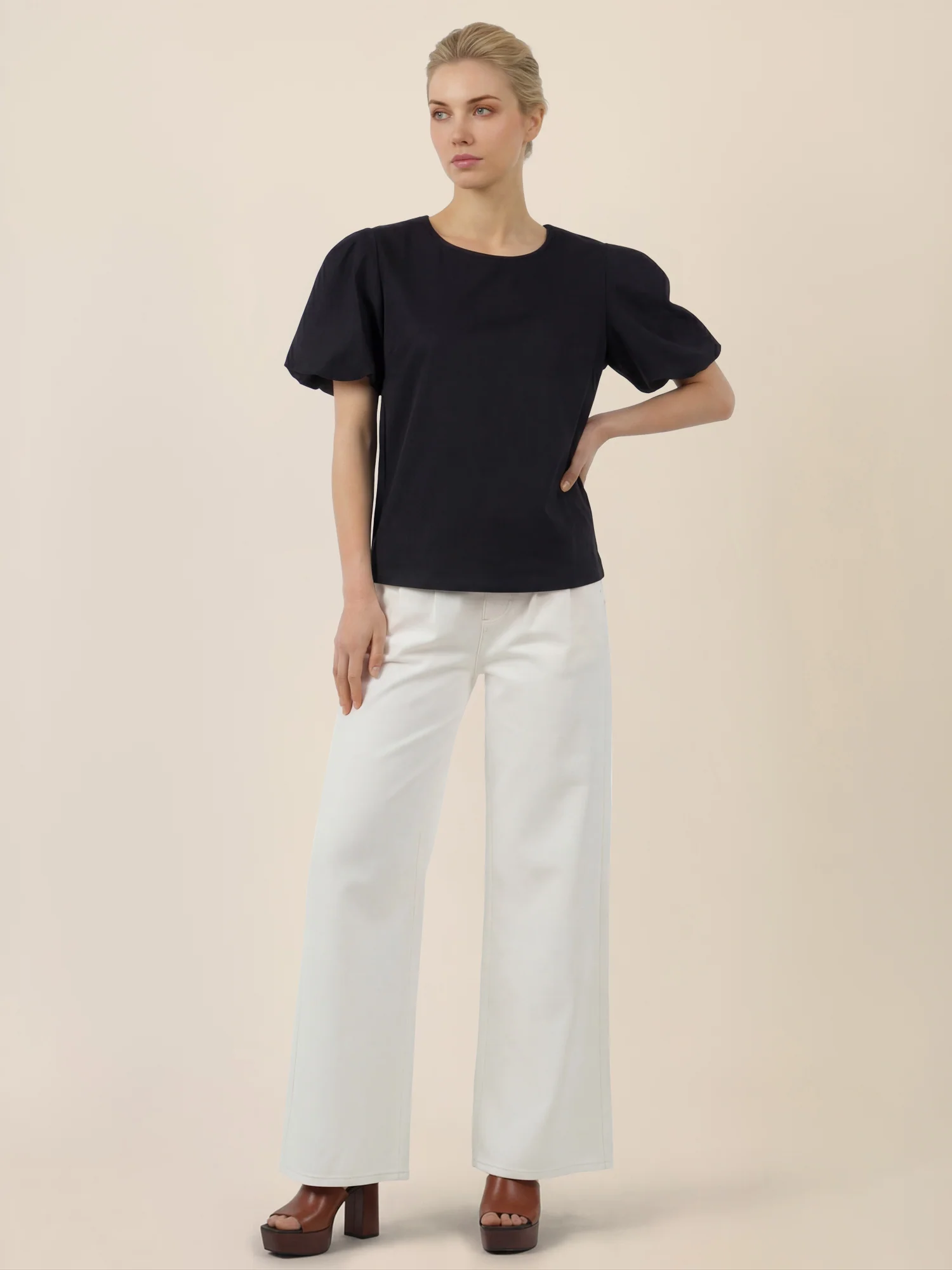 APART Palazzohose mit Falten und weitem Bein | creme - Image 6