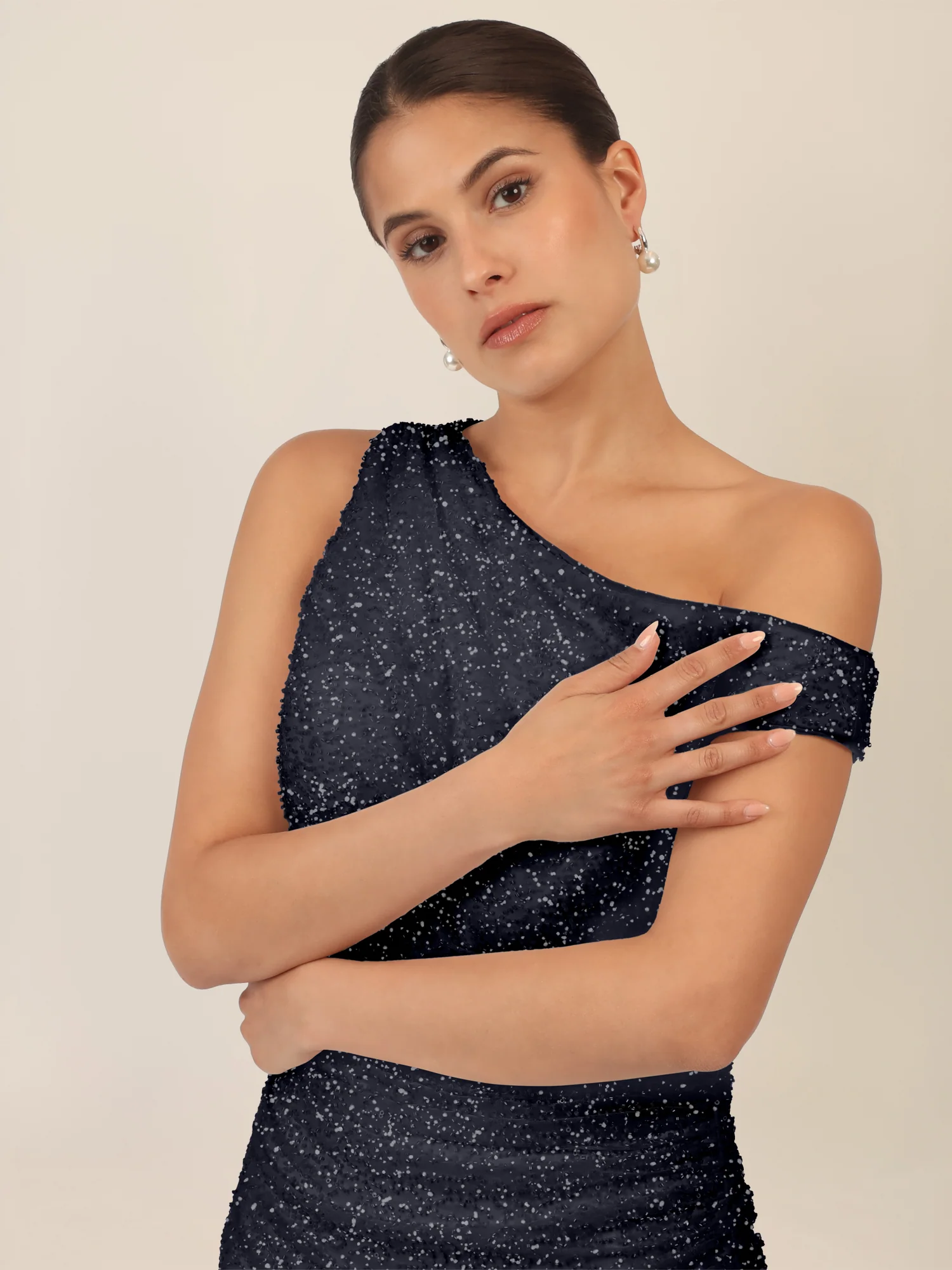 APART Perlenbesticktes Abendkleid mit Raffungen | schwarz-nachtblau - Image 4