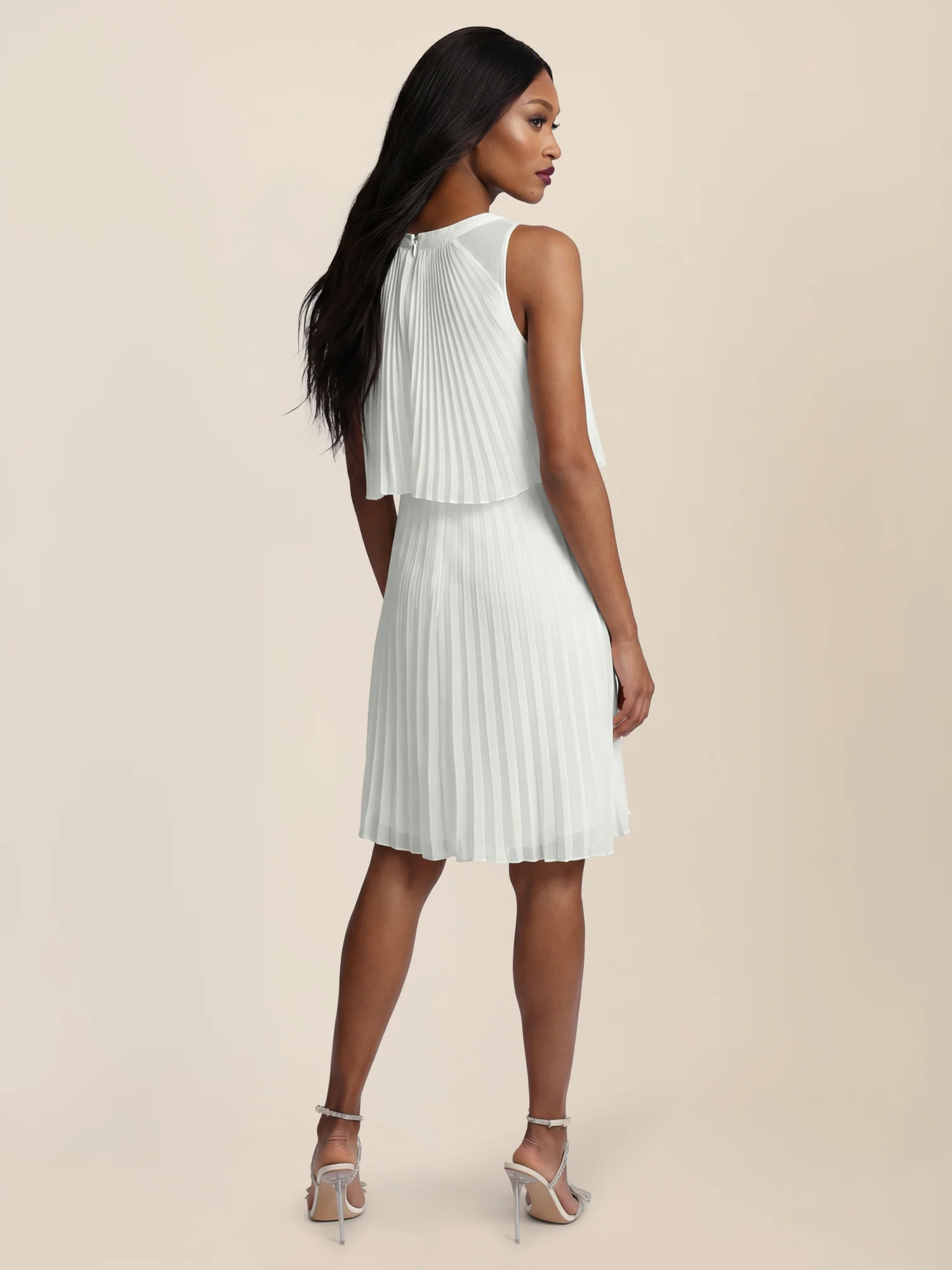APART Plissiertes Chiffonkleid mit doppellagigem Oberteil | creme - Image 2