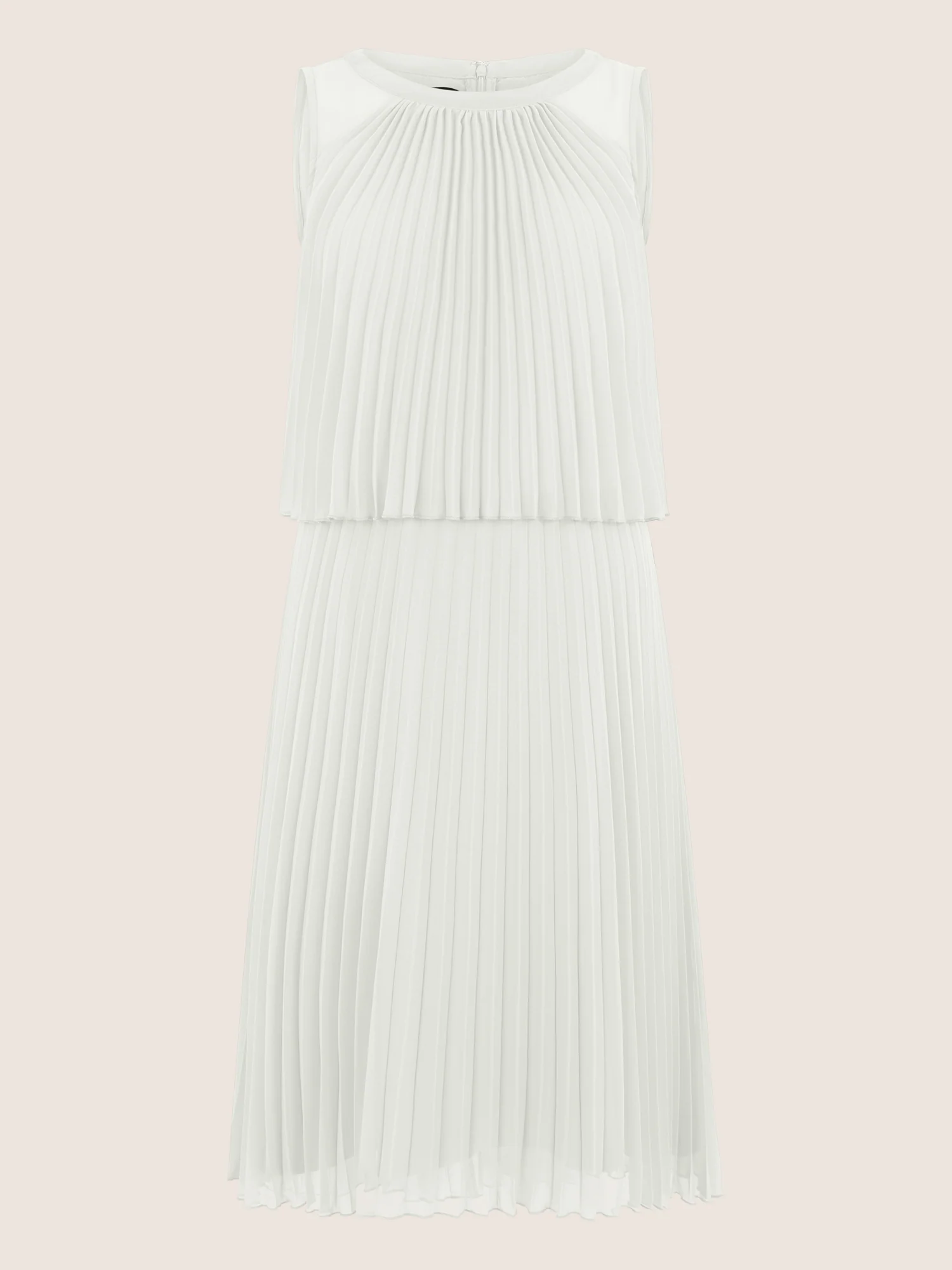 APART Plissiertes Chiffonkleid mit doppellagigem Oberteil | creme - Image 3
