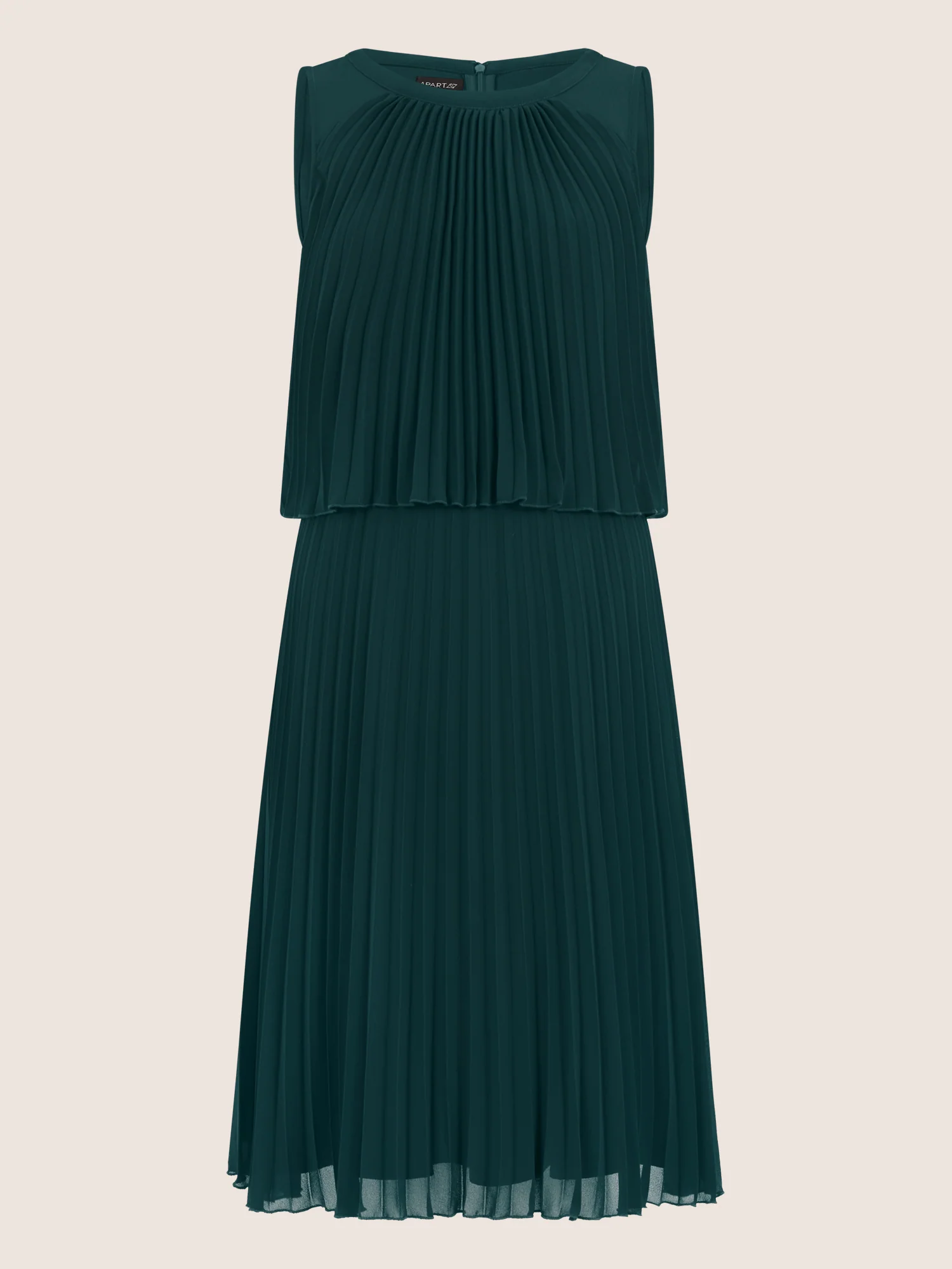 APART Plissiertes Chiffonkleid mit doppellagigem Oberteil | emerald - Image 3