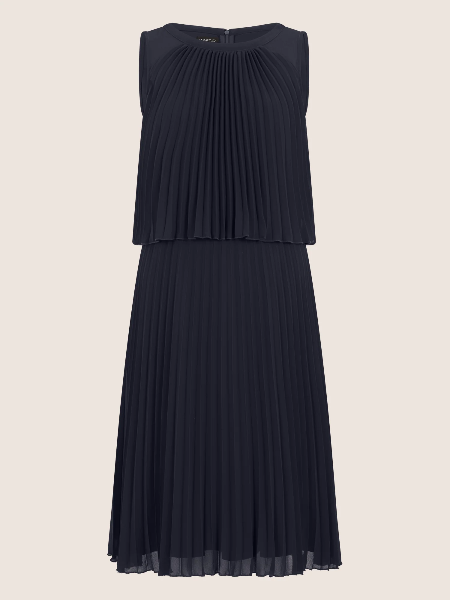 APART Plissiertes Chiffonkleid mit doppellagigem Oberteil | nachtblau - Image 3