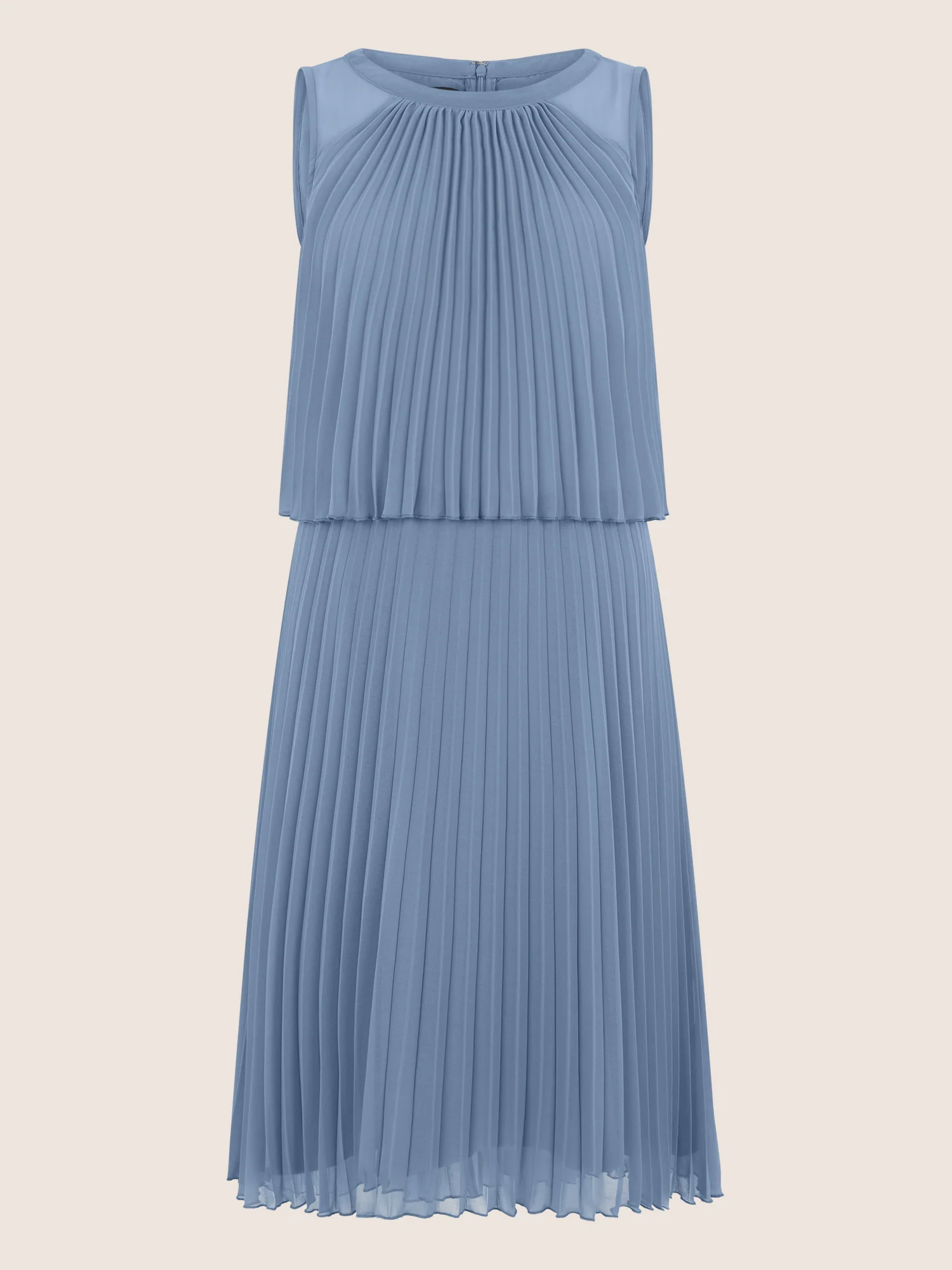 APART Plissiertes Chiffonkleid mit doppellagigem Oberteil | rauchblau - Image 3