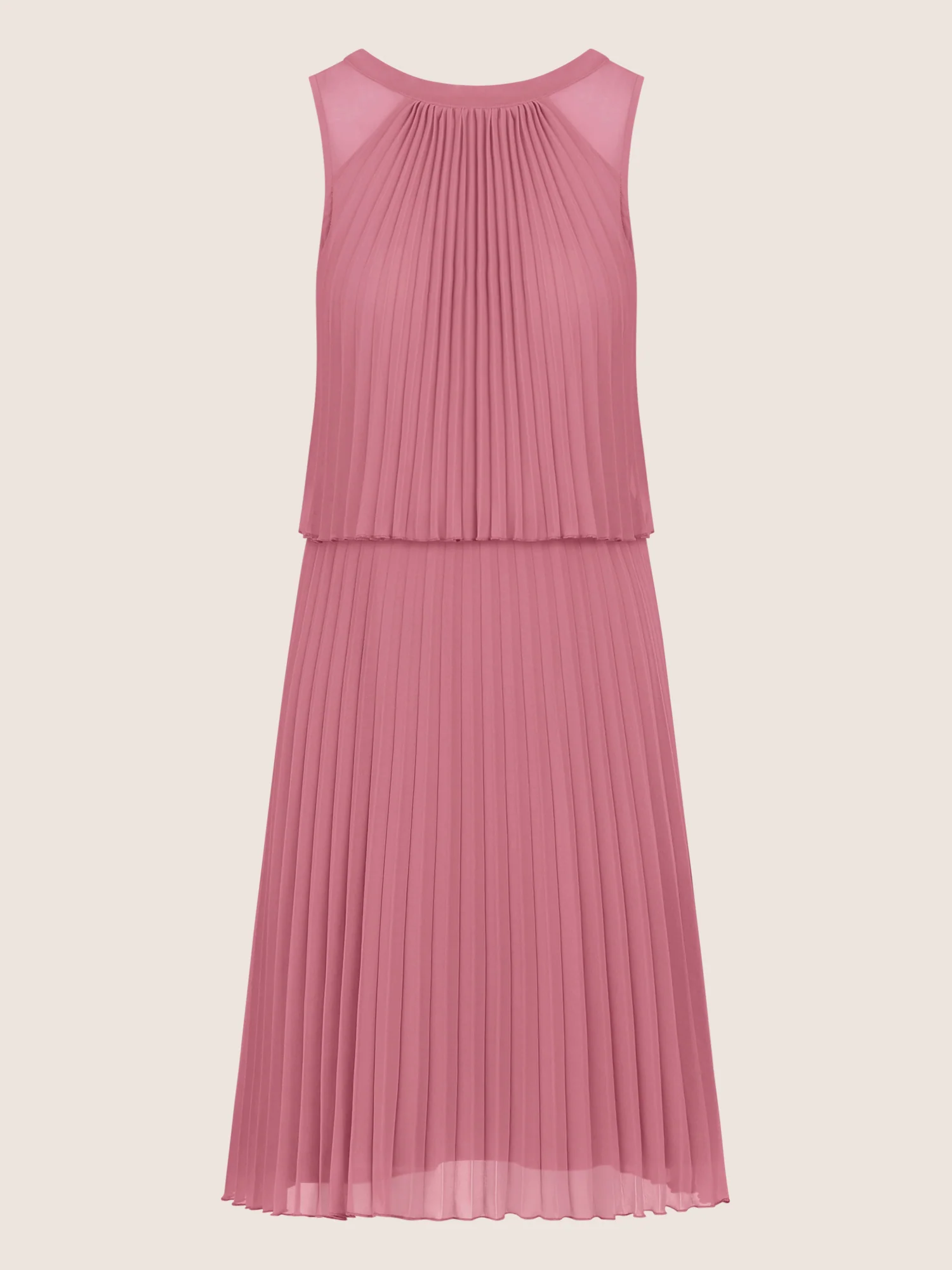 APART Plissiertes Chiffonkleid mit doppellagigem Oberteil | rosé - Image 3