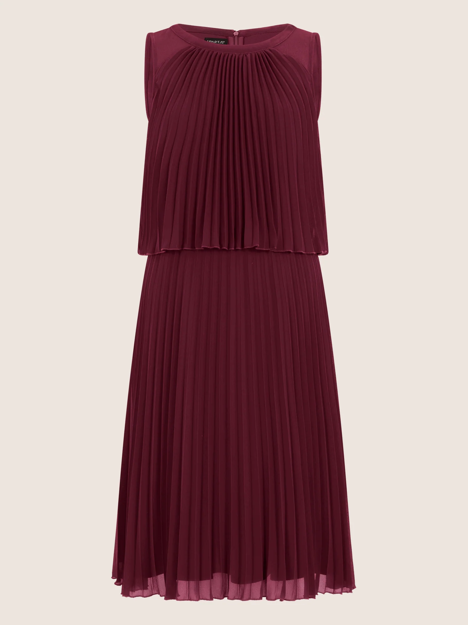 APART Plissiertes Chiffonkleid mit doppellagigem Oberteil | weinrot - Image 3