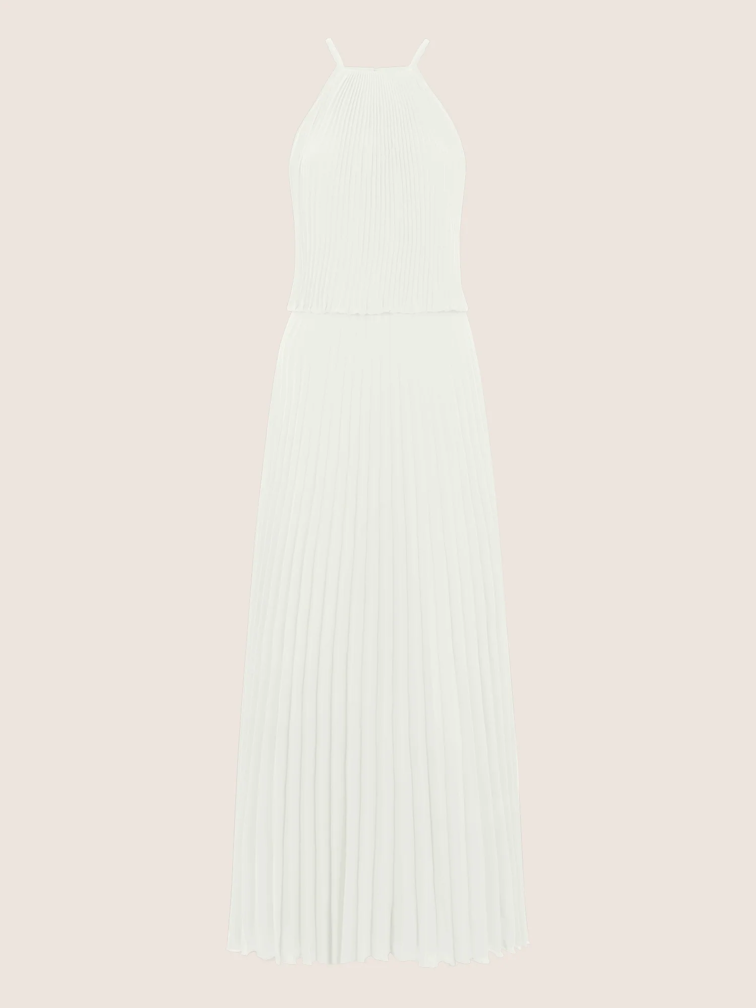 APART Plissiertes Chiffonkleid mit Neckholder | creme - Image 3