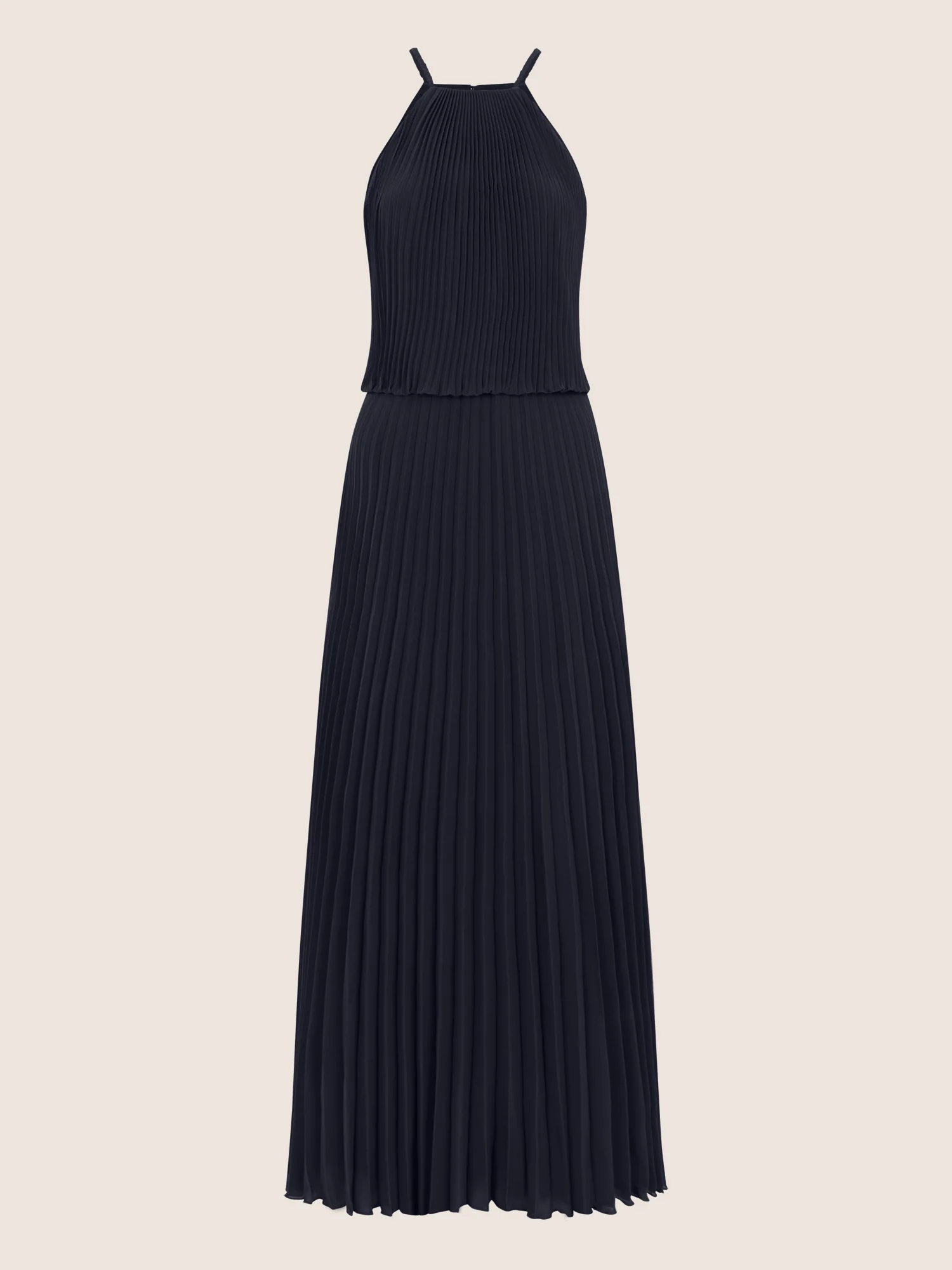 APART Plissiertes Chiffonkleid mit Neckholder | nachtblau - Image 3