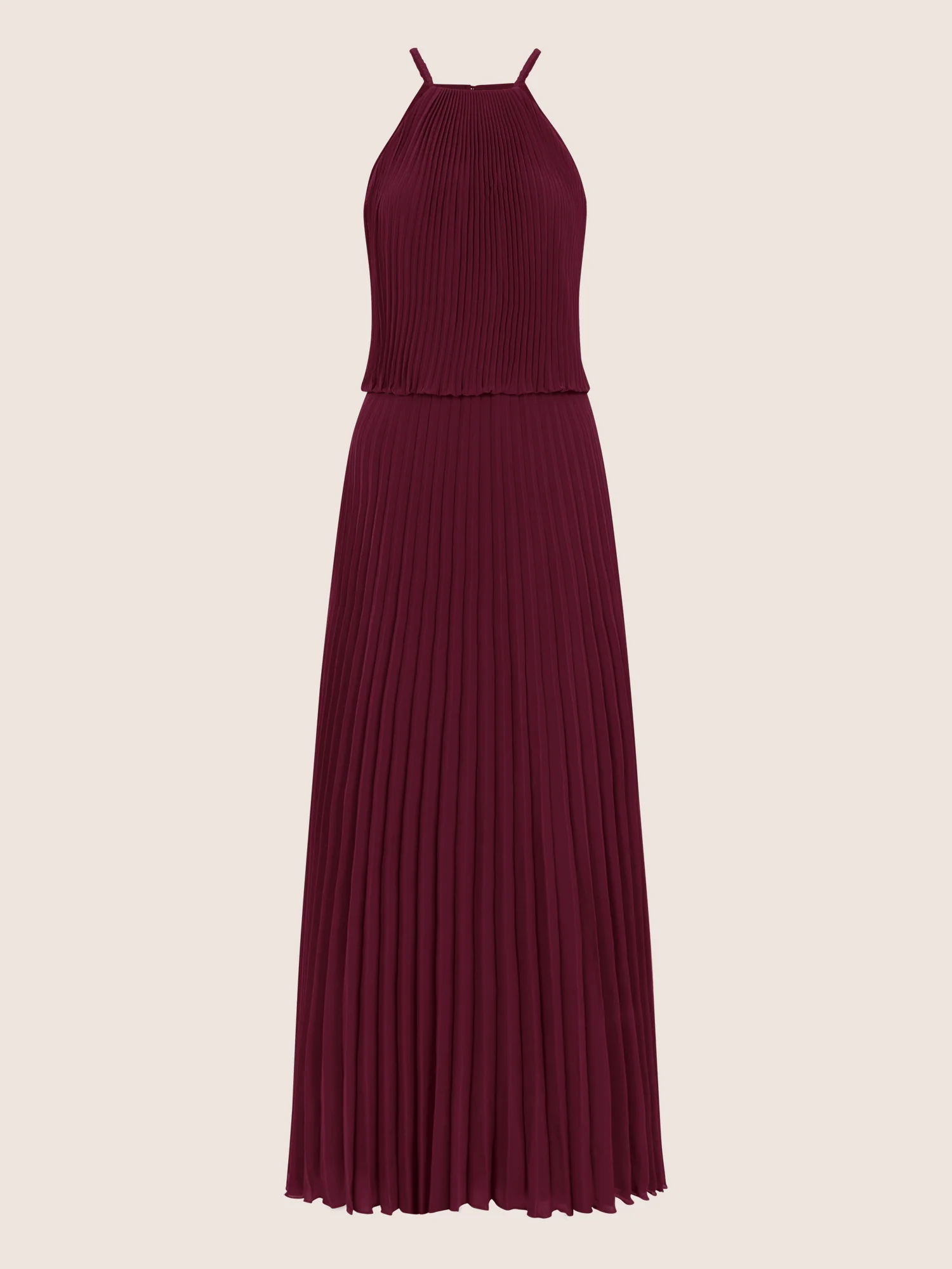 APART Plissiertes Chiffonkleid mit Neckholder | weinrot - Image 3