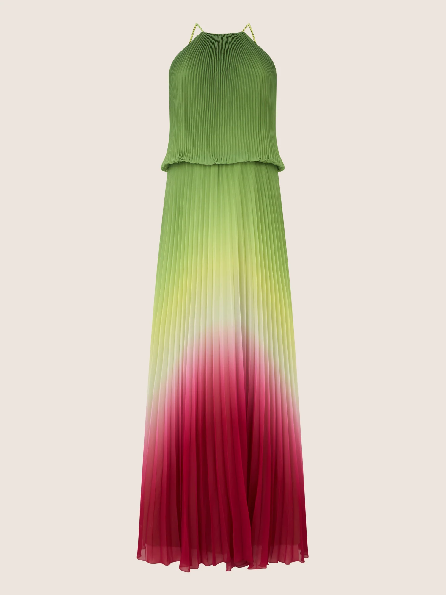 APART Plissiertes Langes Chiffonkleid mit Farbverlauf | grün-multicolor - Image 3