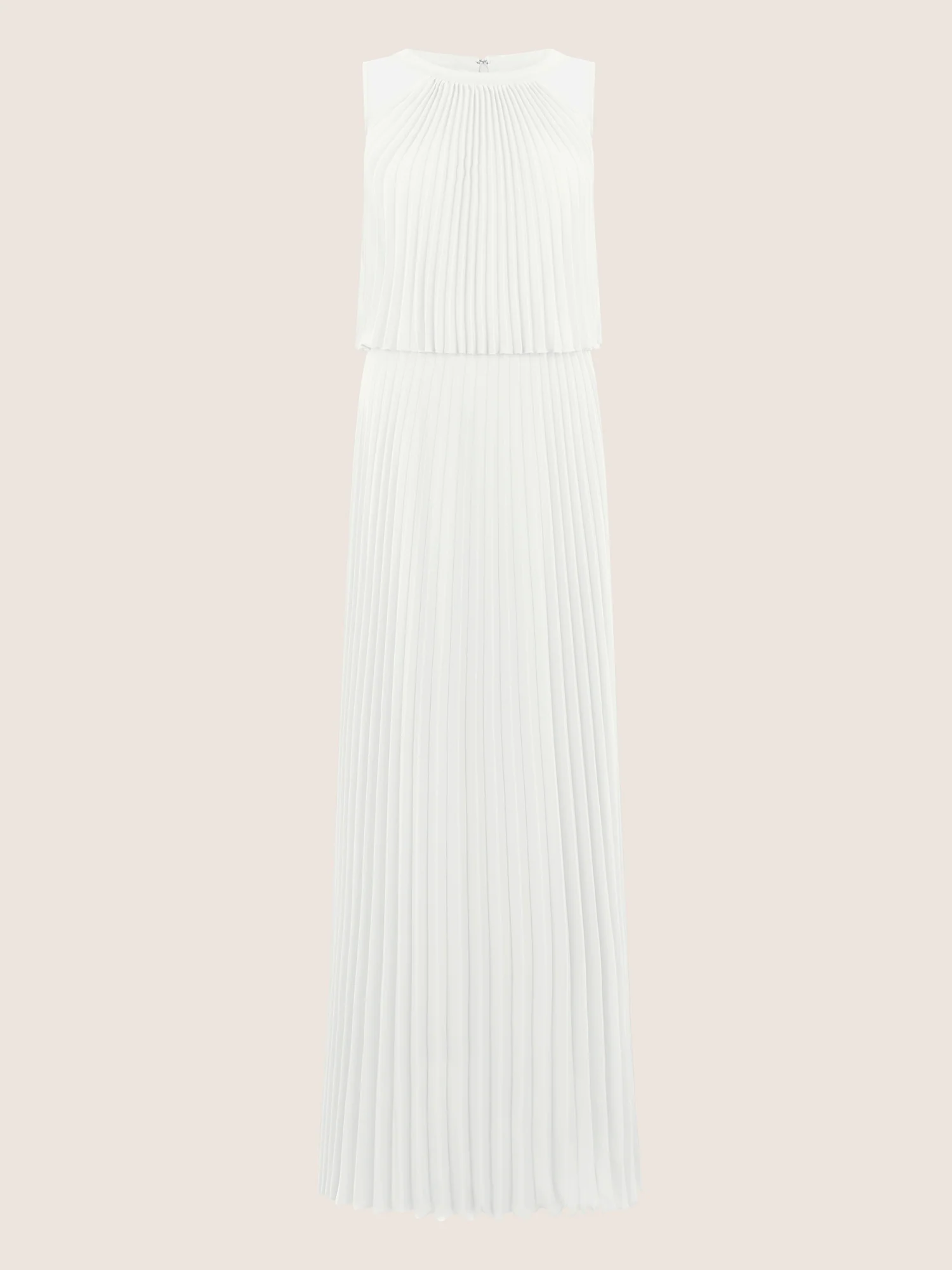 APART Plissiertes Maxikleid mit Doppellagen-Effekt | creme - Image 3