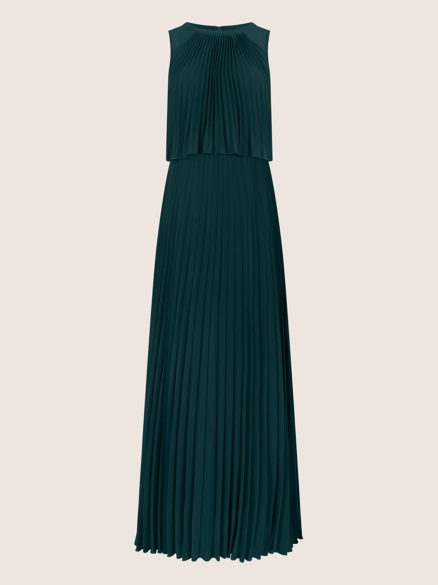 APART Plissiertes Maxikleid mit Doppellagen-Effekt | emerald - Image 3