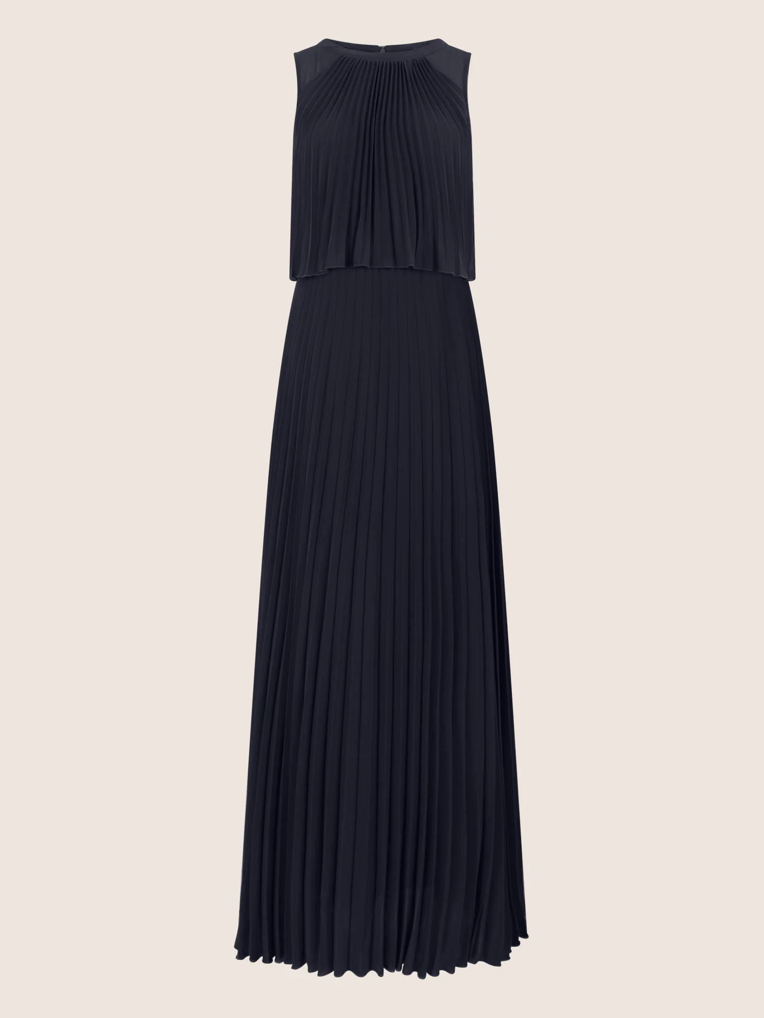 APART Plissiertes Maxikleid mit Doppellagen-Effekt | nachtblau - Image 3
