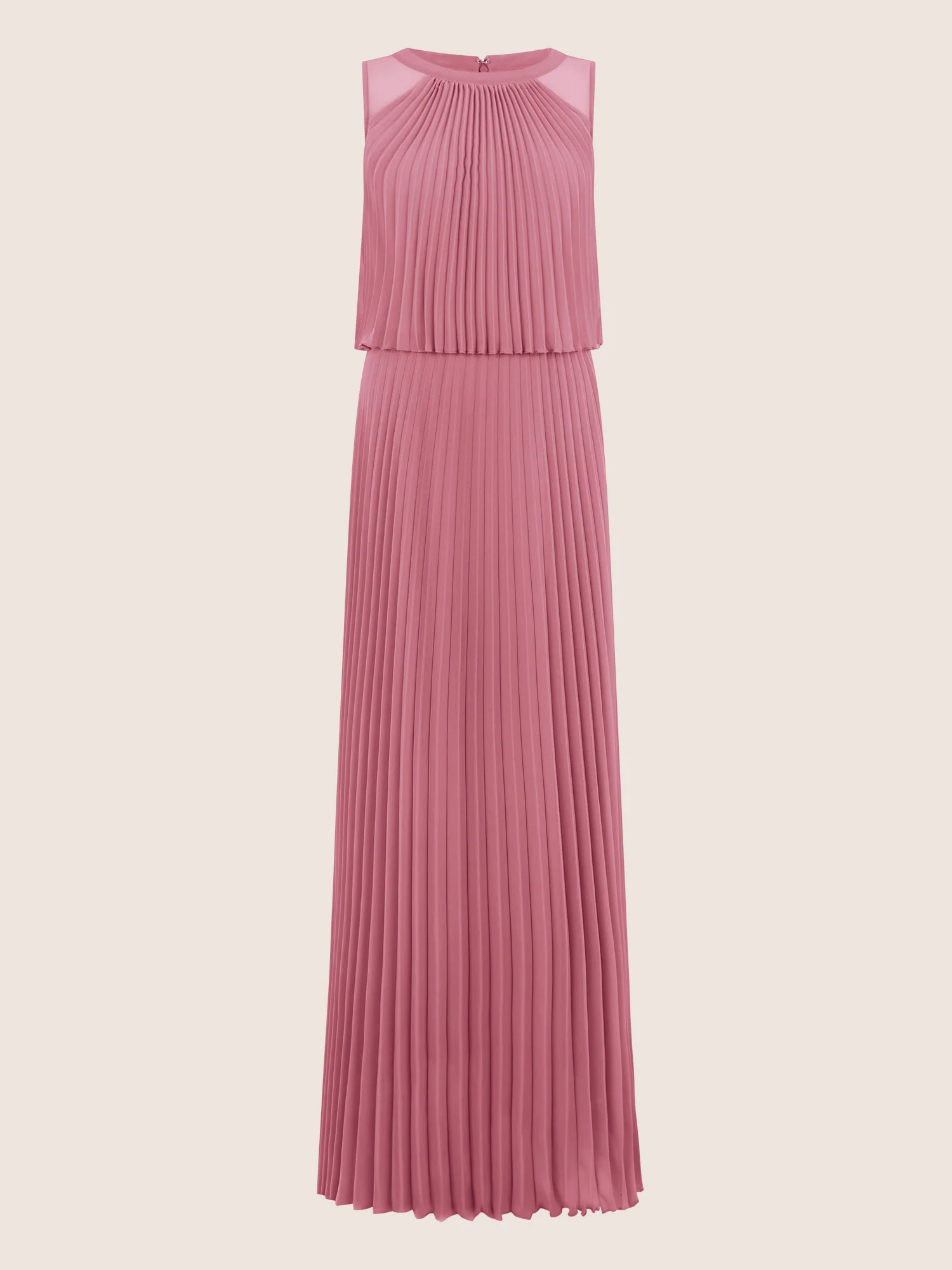 APART Plissiertes Maxikleid mit Doppellagen-Effekt | rosé - Image 3