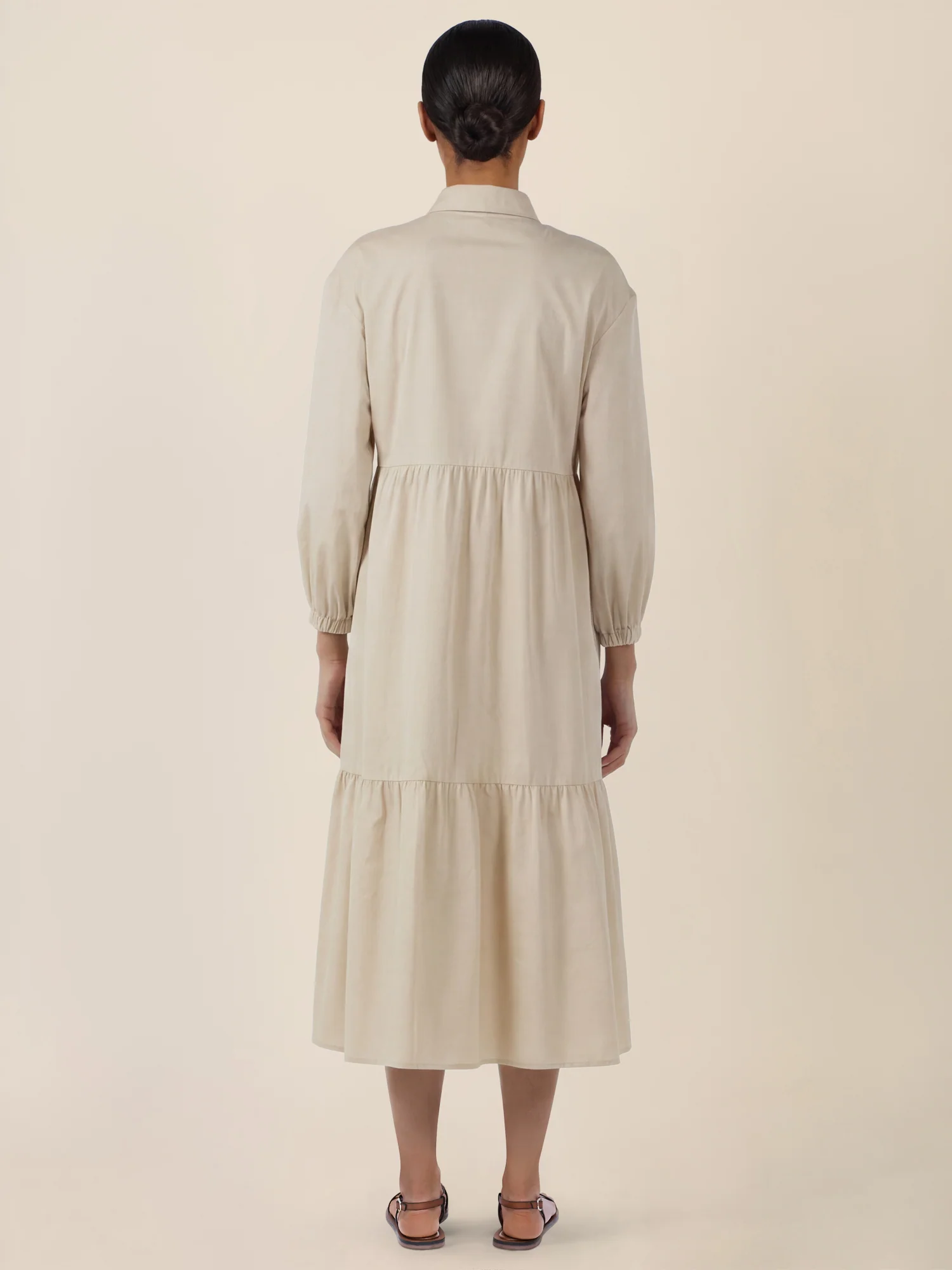 APART Popeline-Midikleid mit Hemdkragen | beige - Image 2