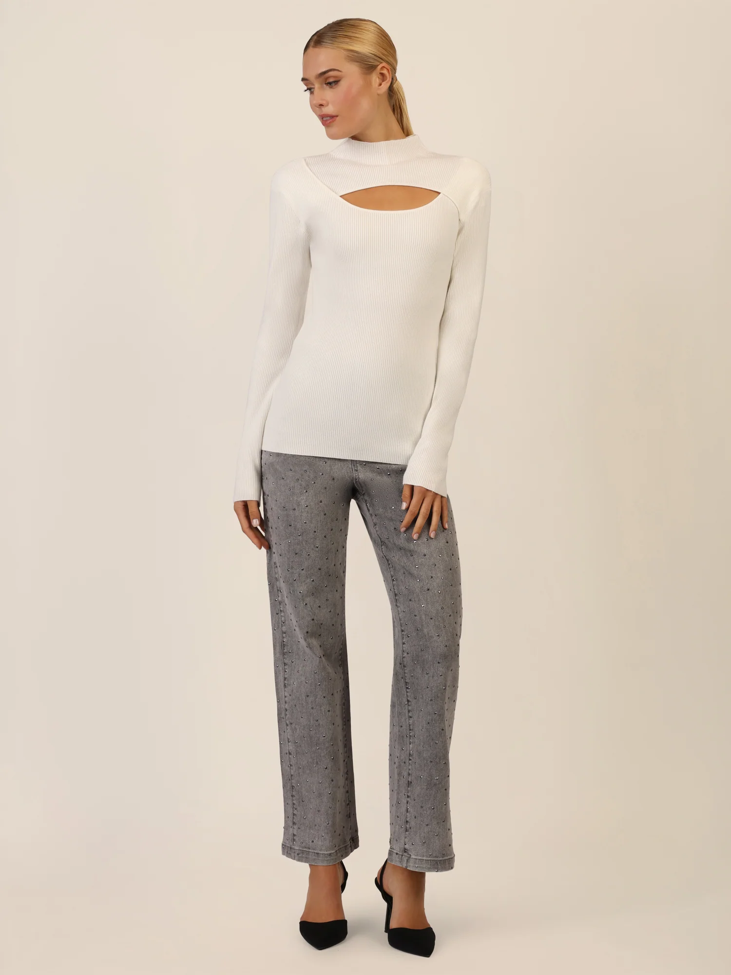 APART Pullover mit Cut-out-Detail | creme - Image 2