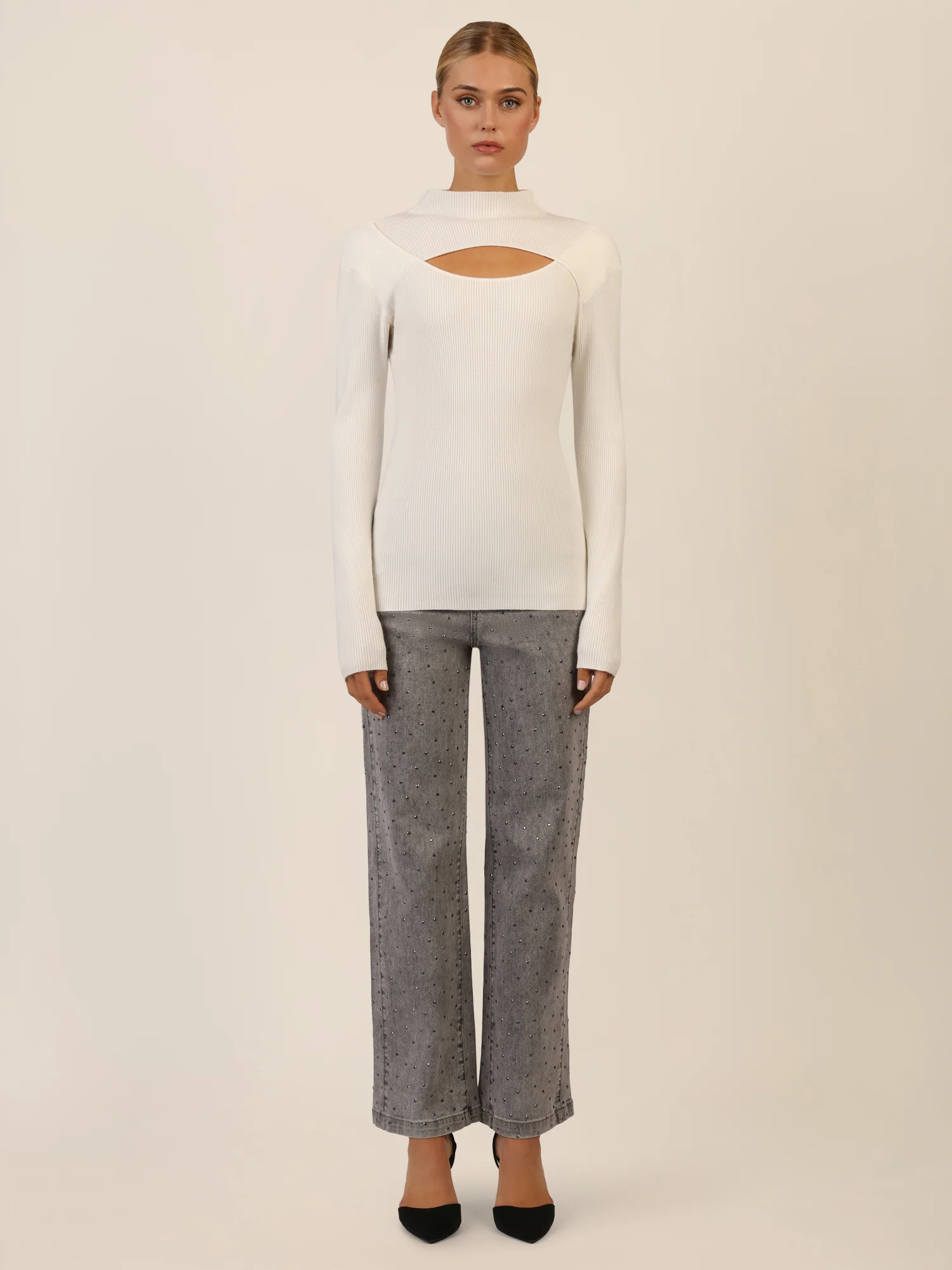 APART Pullover mit Cut-out-Detail | creme - Image 6