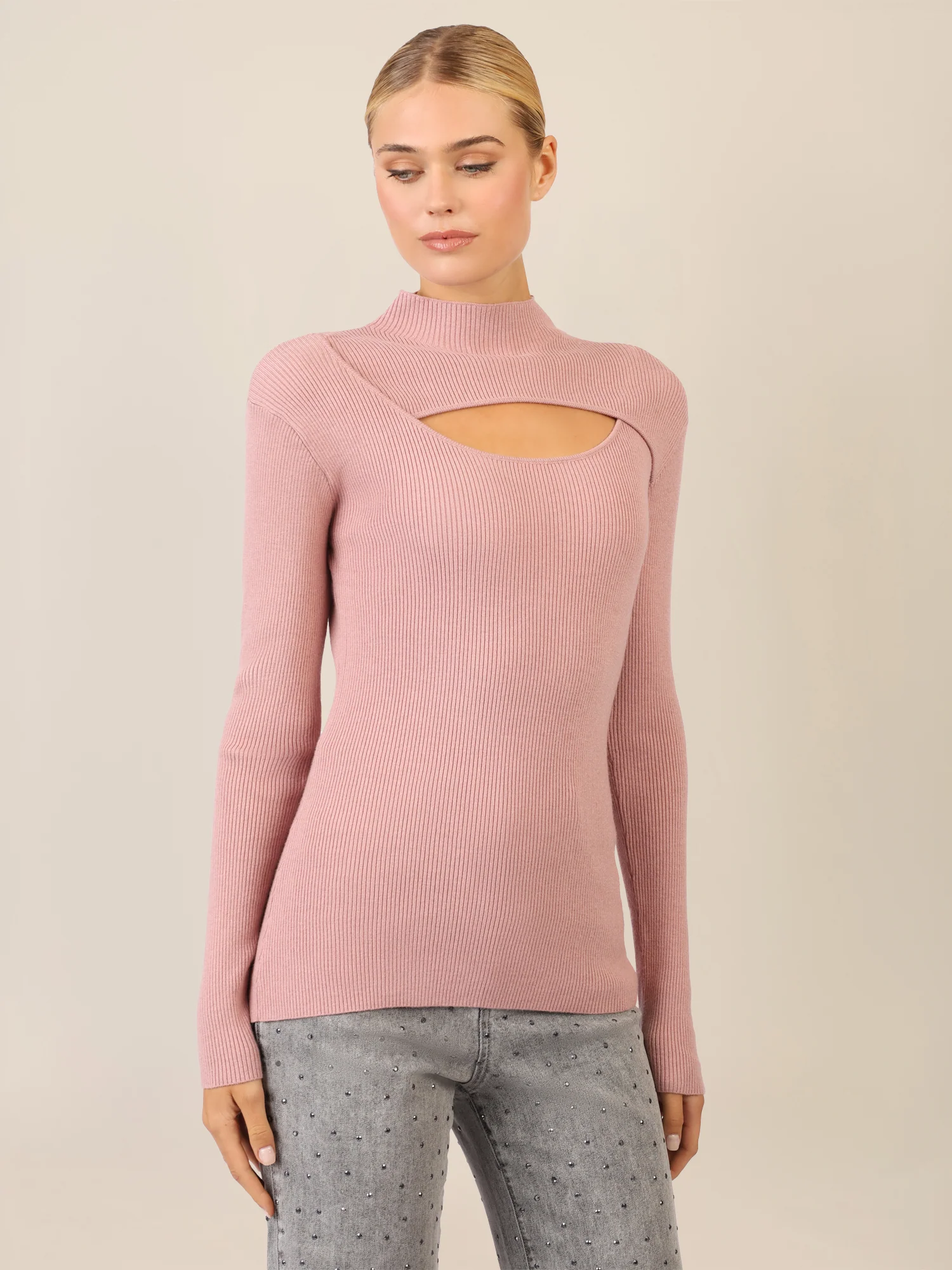 APART Pullover mit Cut-out-Detail | mauve